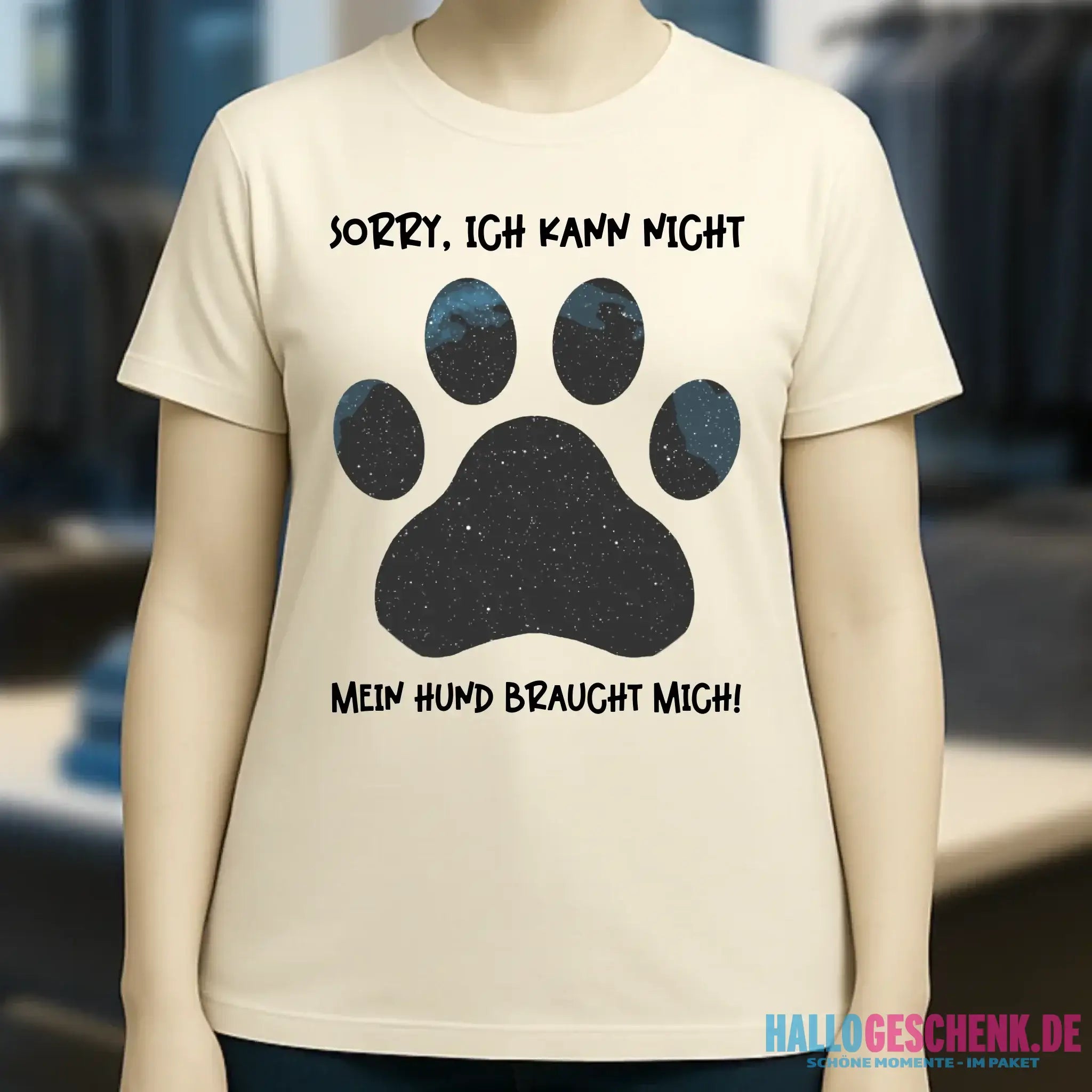 Echte Sternkarte als Hundepfote + Text • Hund • Ladies Premium T-Shirt XS-2XL aus Bio-Baumwolle für Damen • Exklusivdesign • personalisiert