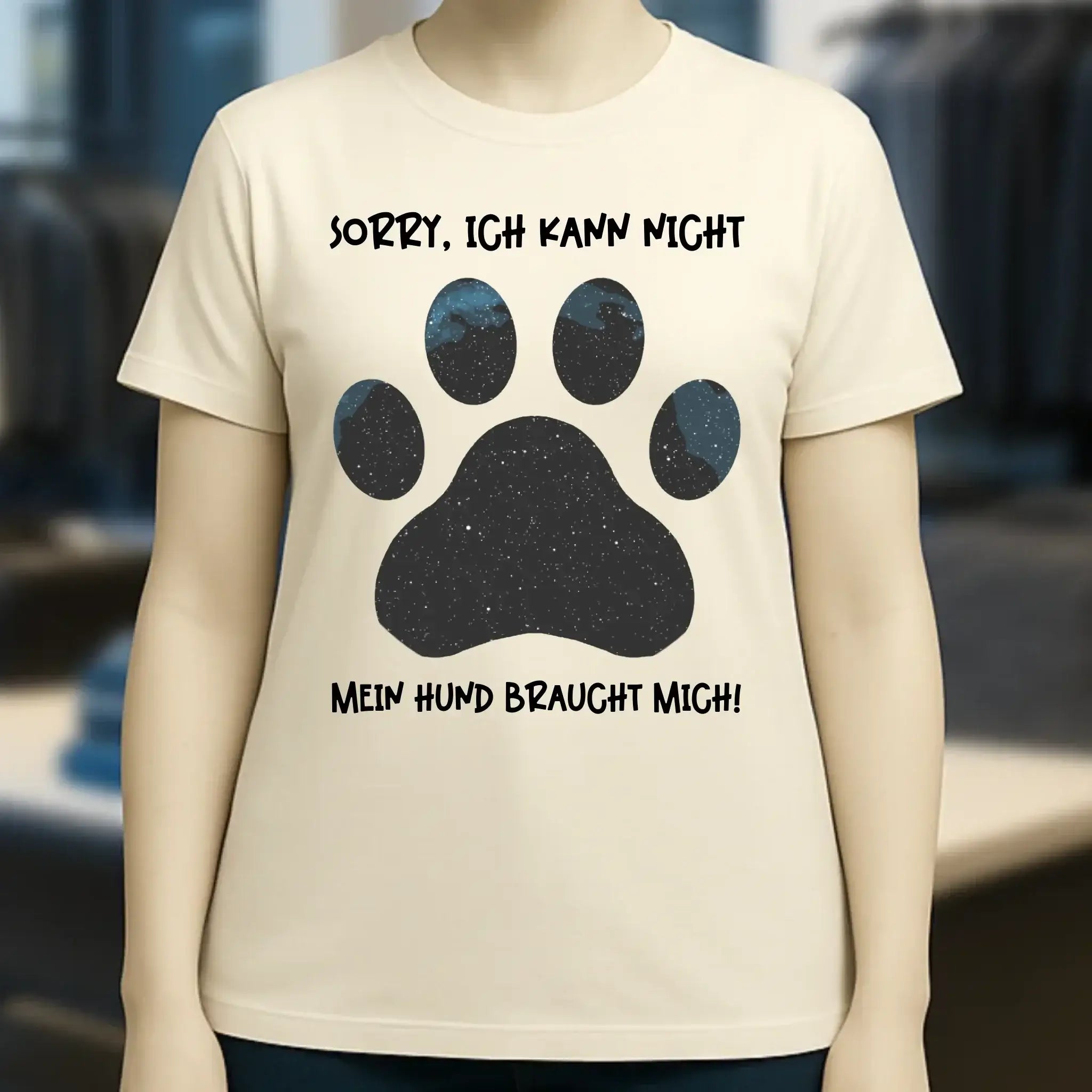 Echte Sternkarte als Hundepfote + Text • Hund • Ladies Premium T-Shirt XS-2XL aus Bio-Baumwolle für Damen • Exklusivdesign • personalisiert