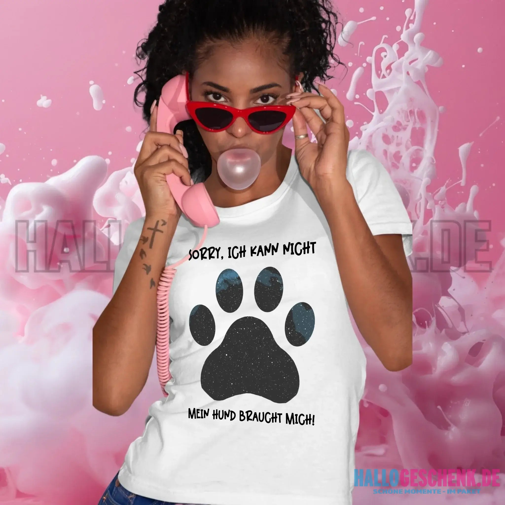 Echte Sternkarte als Hundepfote + Text • Hund • Ladies Premium T-Shirt XS-2XL aus Bio-Baumwolle für Damen • Exklusivdesign • personalisiert