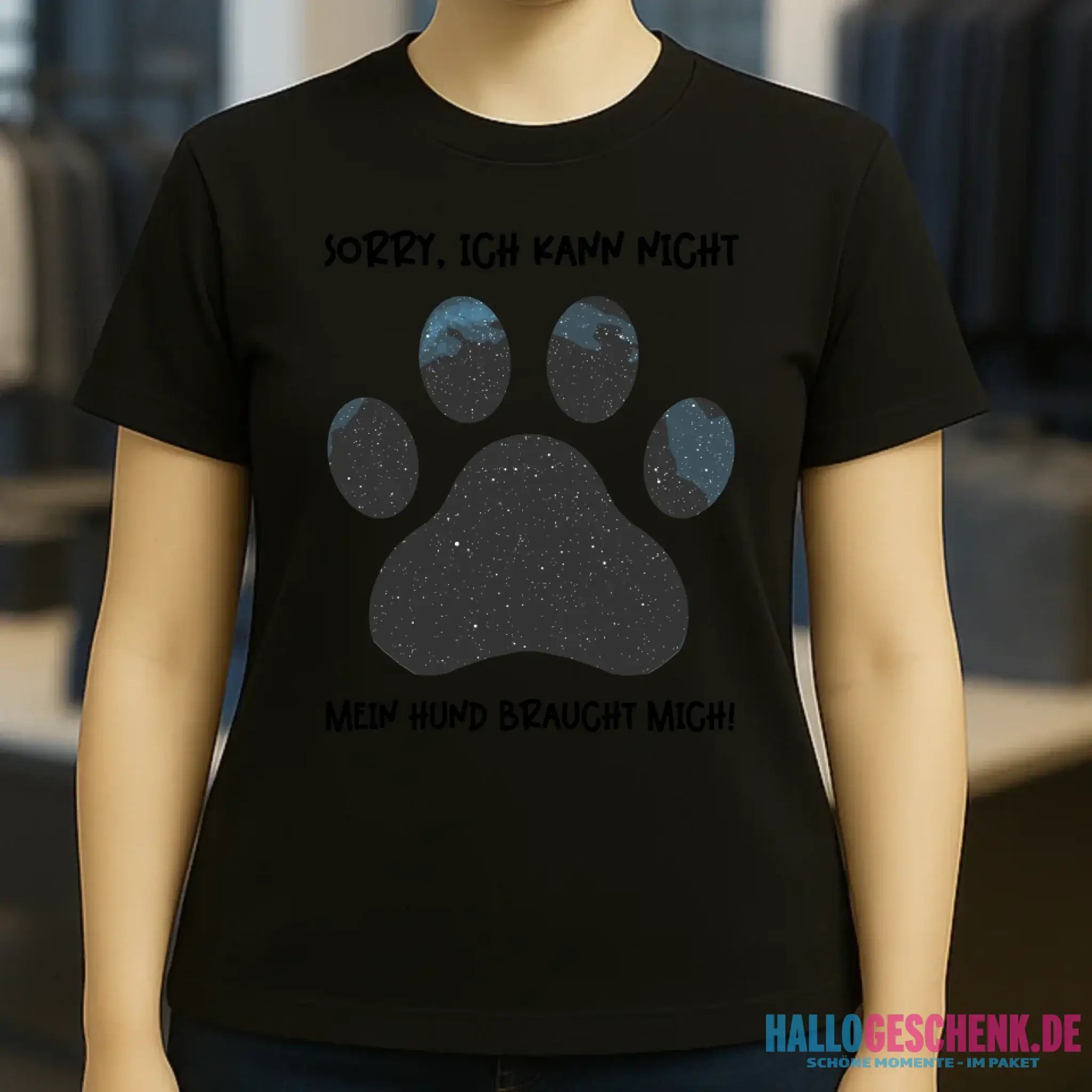 Echte Sternkarte als Hundepfote + Text • Hund • Ladies Premium T-Shirt XS-2XL aus Bio-Baumwolle für Damen • Exklusivdesign • personalisiert