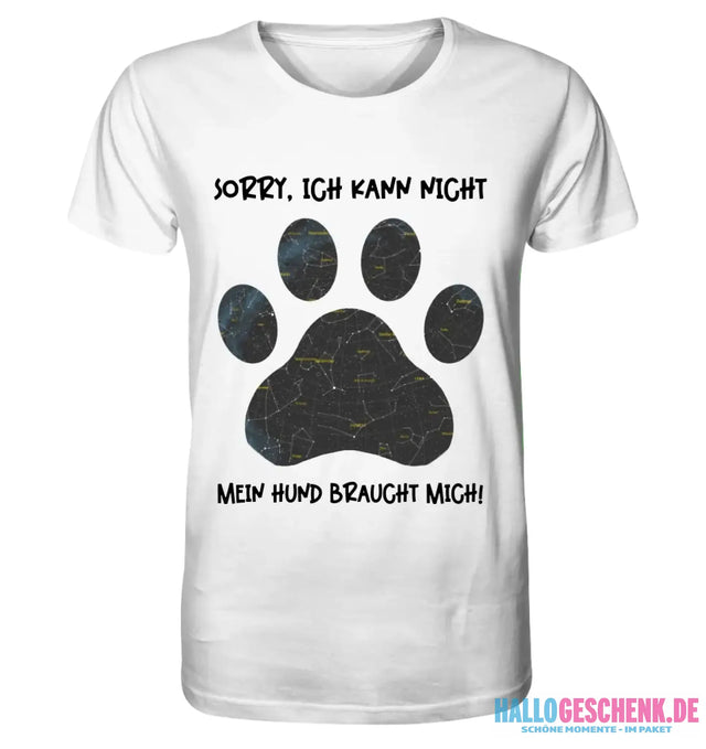 Echte Sternkarte als Hundepfote + Text • Hund • Unisex Premium T-Shirt XS-5XL aus Bio-Baumwolle für Damen & Herren • Exklusivdesign • personalisiert