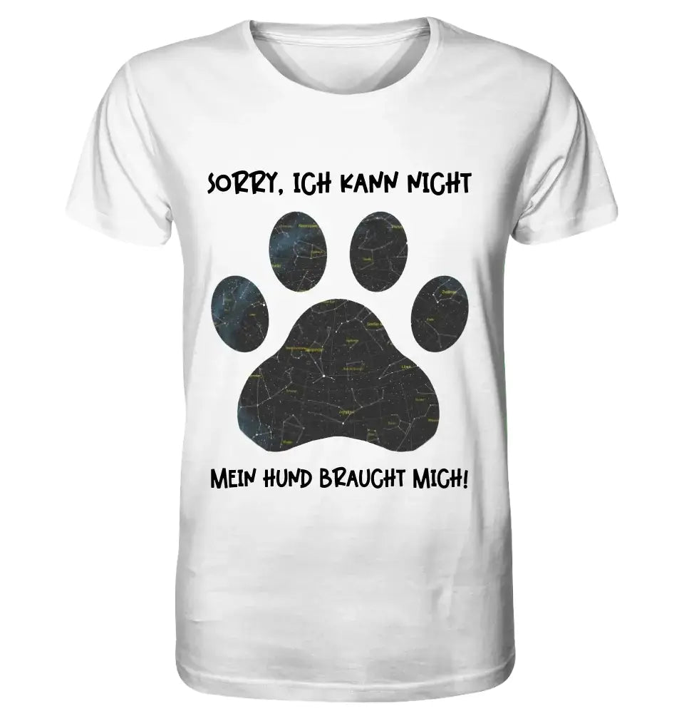 Echte Sternkarte als Hundepfote + Text • Hund • Unisex Premium T-Shirt XS-5XL aus Bio-Baumwolle für Damen & Herren • Exklusivdesign • personalisiert
