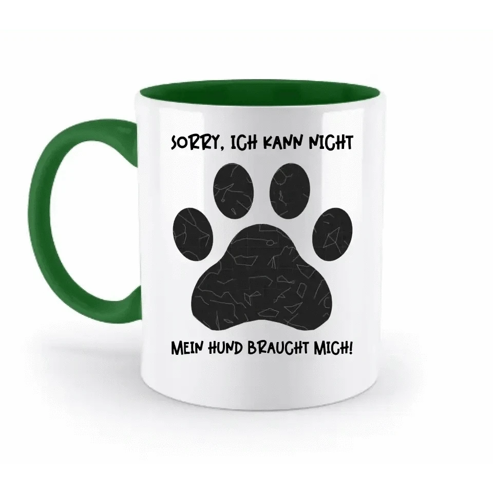 Echte Sternkarte als Hundepfote + Text • Hund • zweifarbige Tasse • Exklusivdesign • personalisiert