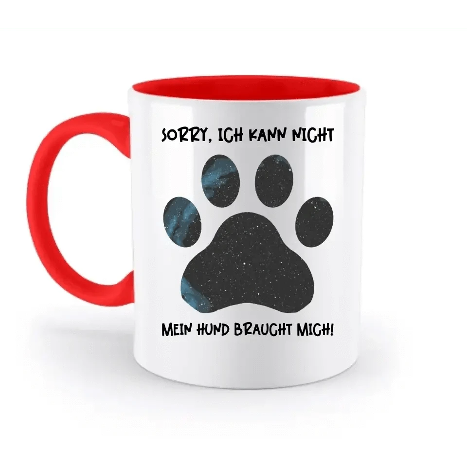 Echte Sternkarte als Hundepfote + Text • Hund • zweifarbige Tasse • Exklusivdesign • personalisiert