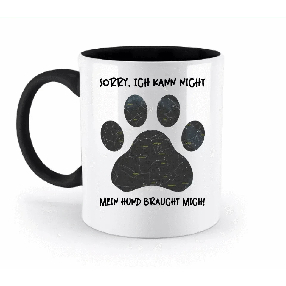Echte Sternkarte als Hundepfote + Text • Hund • zweifarbige Tasse • Exklusivdesign • personalisiert