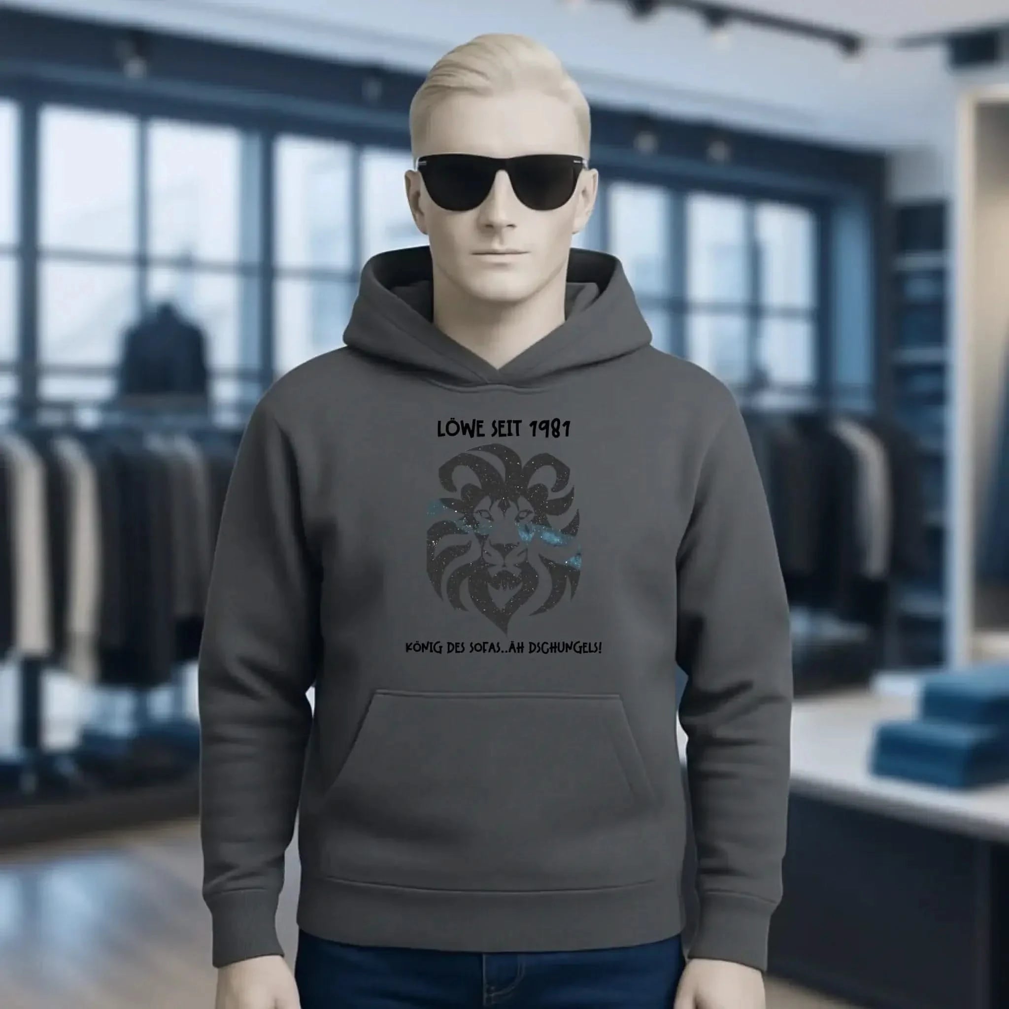 Echte Sternkarte als Löwe + Text • Unisex Premium Hoodie XS-5XL aus Bio-Baumwolle für Damen & Herren • Exklusivdesign • personalisiert