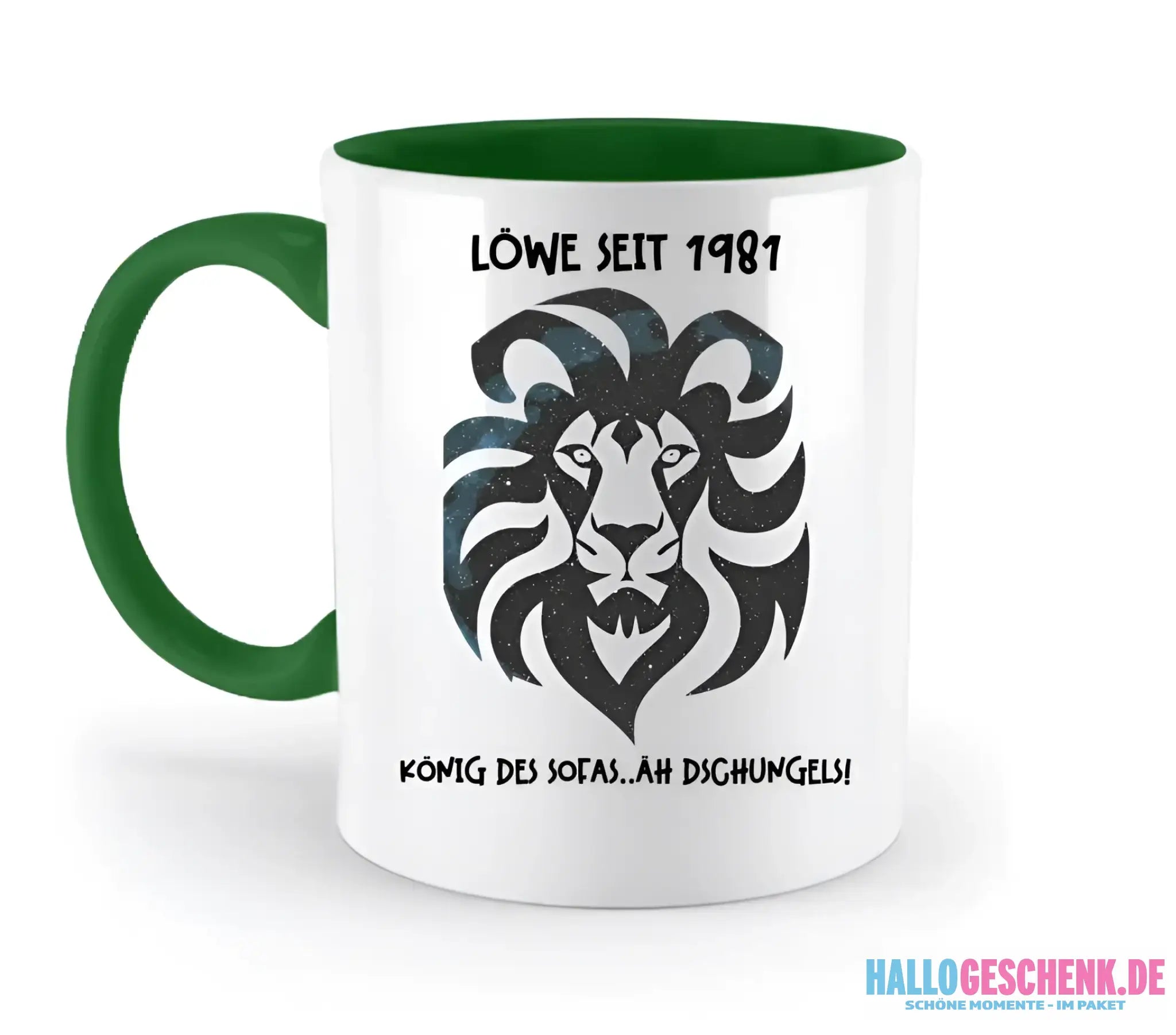 Echte Sternkarte als Löwe + Text • zweifarbige Tasse • Exklusivdesign • personalisiert - zweifarbige Tasse