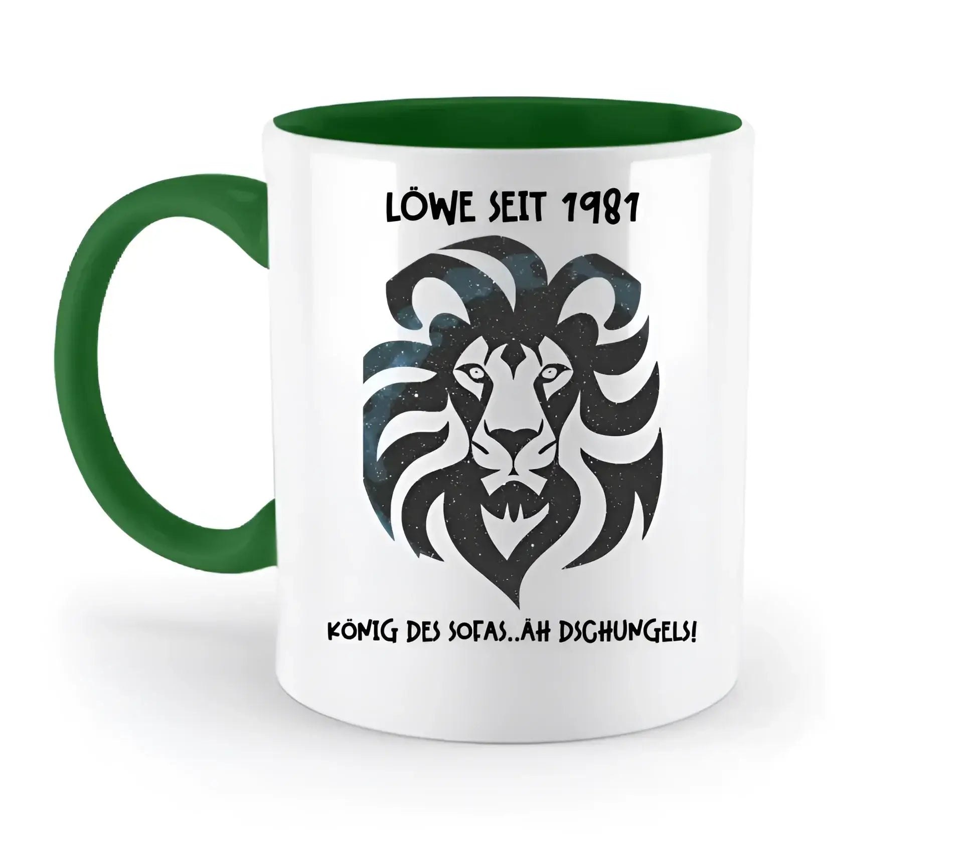 Echte Sternkarte als Löwe + Text • zweifarbige Tasse • Exklusivdesign • personalisiert - zweifarbige Tasse