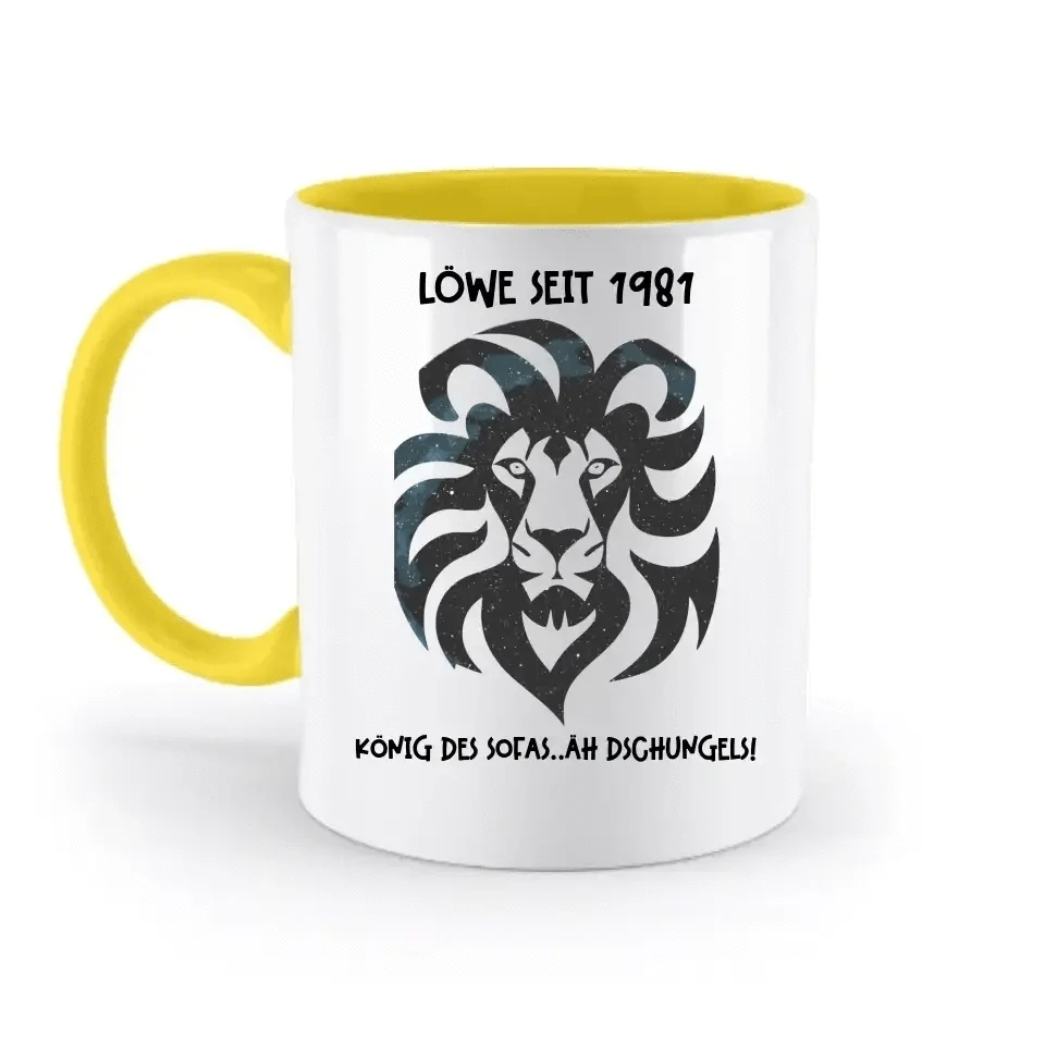 Echte Sternkarte als Löwe + Text • zweifarbige Tasse • Exklusivdesign • personalisiert