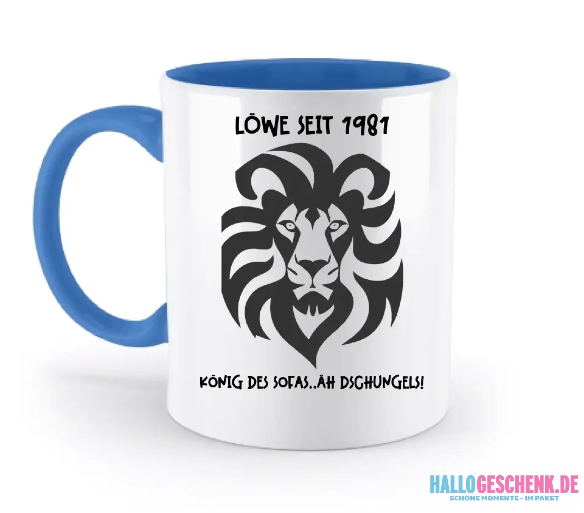 Echte Sternkarte als Löwe + Text • zweifarbige Tasse • Exklusivdesign • personalisiert - zweifarbige Tasse