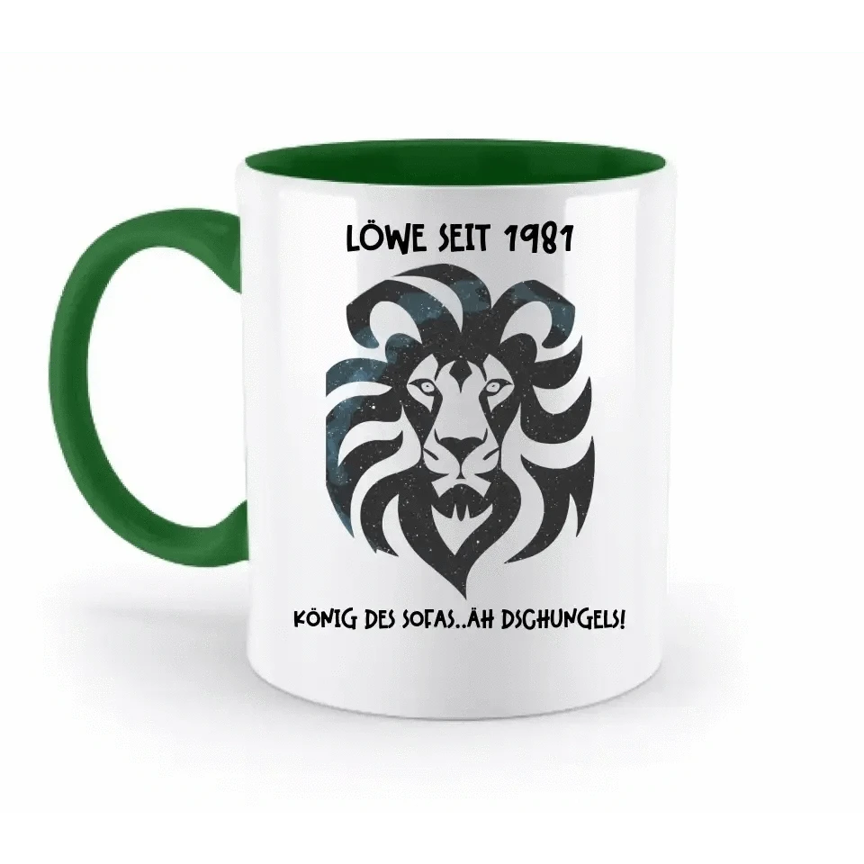 Echte Sternkarte als Löwe + Text • zweifarbige Tasse • Exklusivdesign • personalisiert