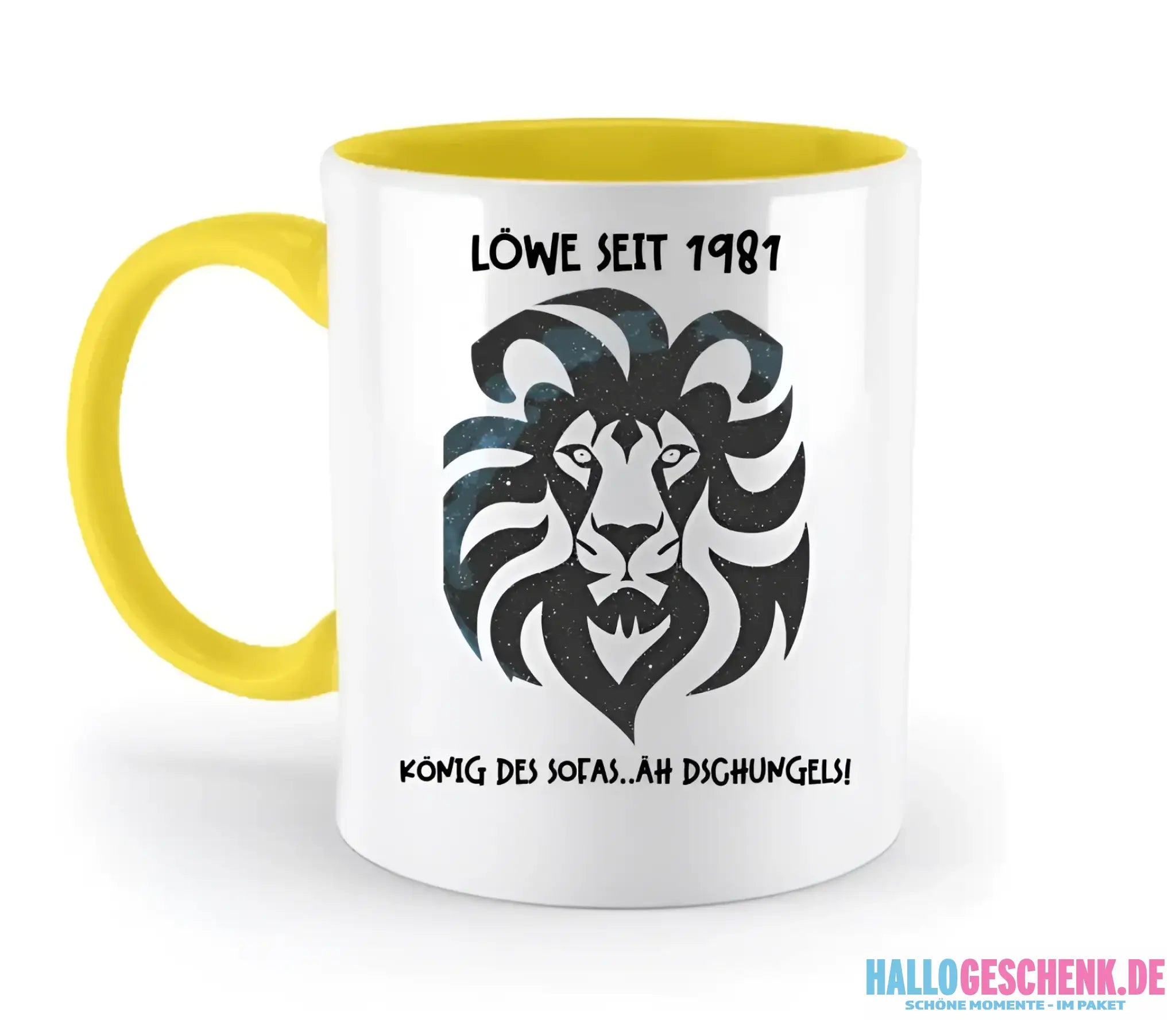 Echte Sternkarte als Löwe + Text • zweifarbige Tasse • Exklusivdesign • personalisiert - zweifarbige Tasse