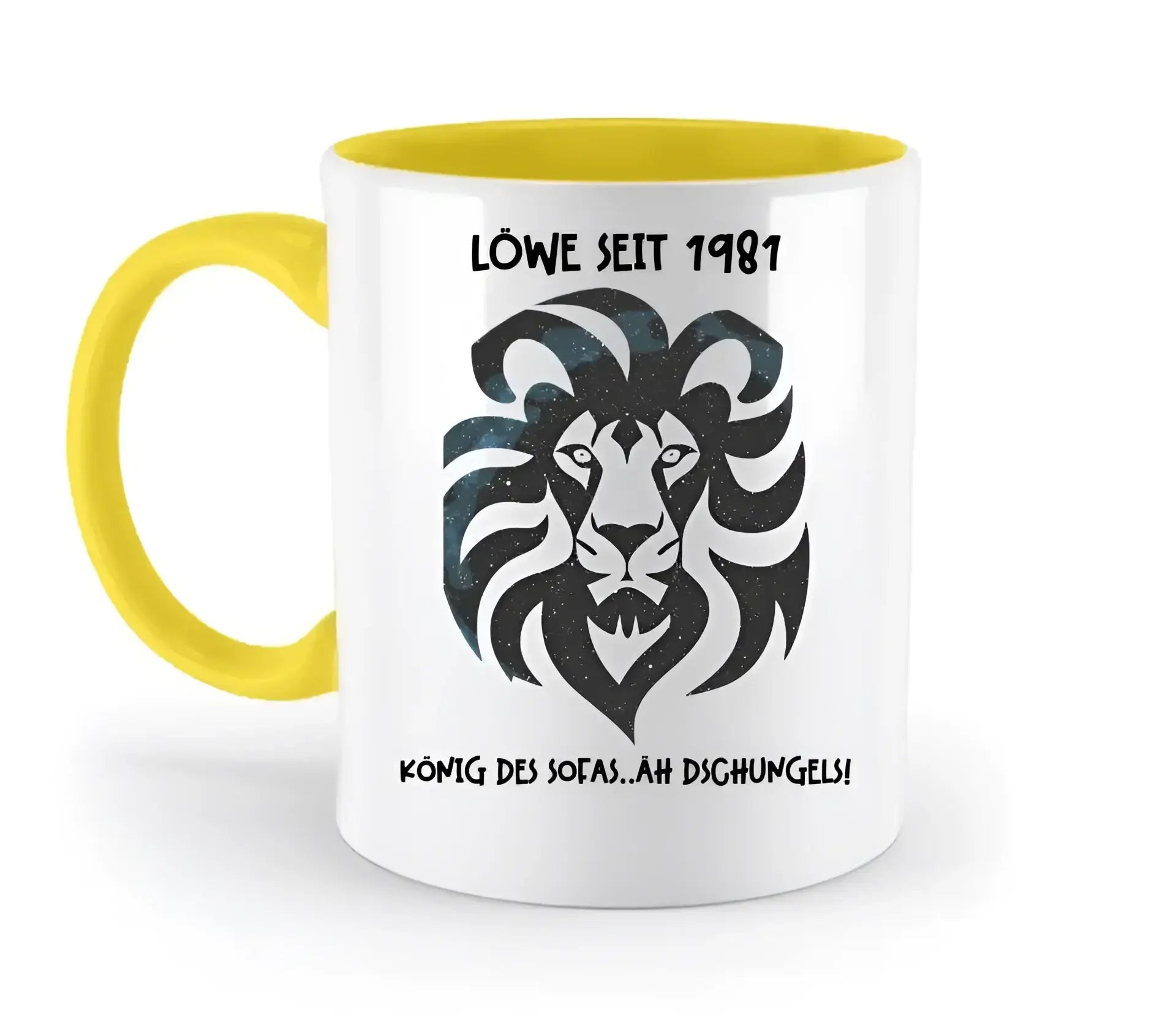 Echte Sternkarte als Löwe + Text • zweifarbige Tasse • Exklusivdesign • personalisiert - zweifarbige Tasse