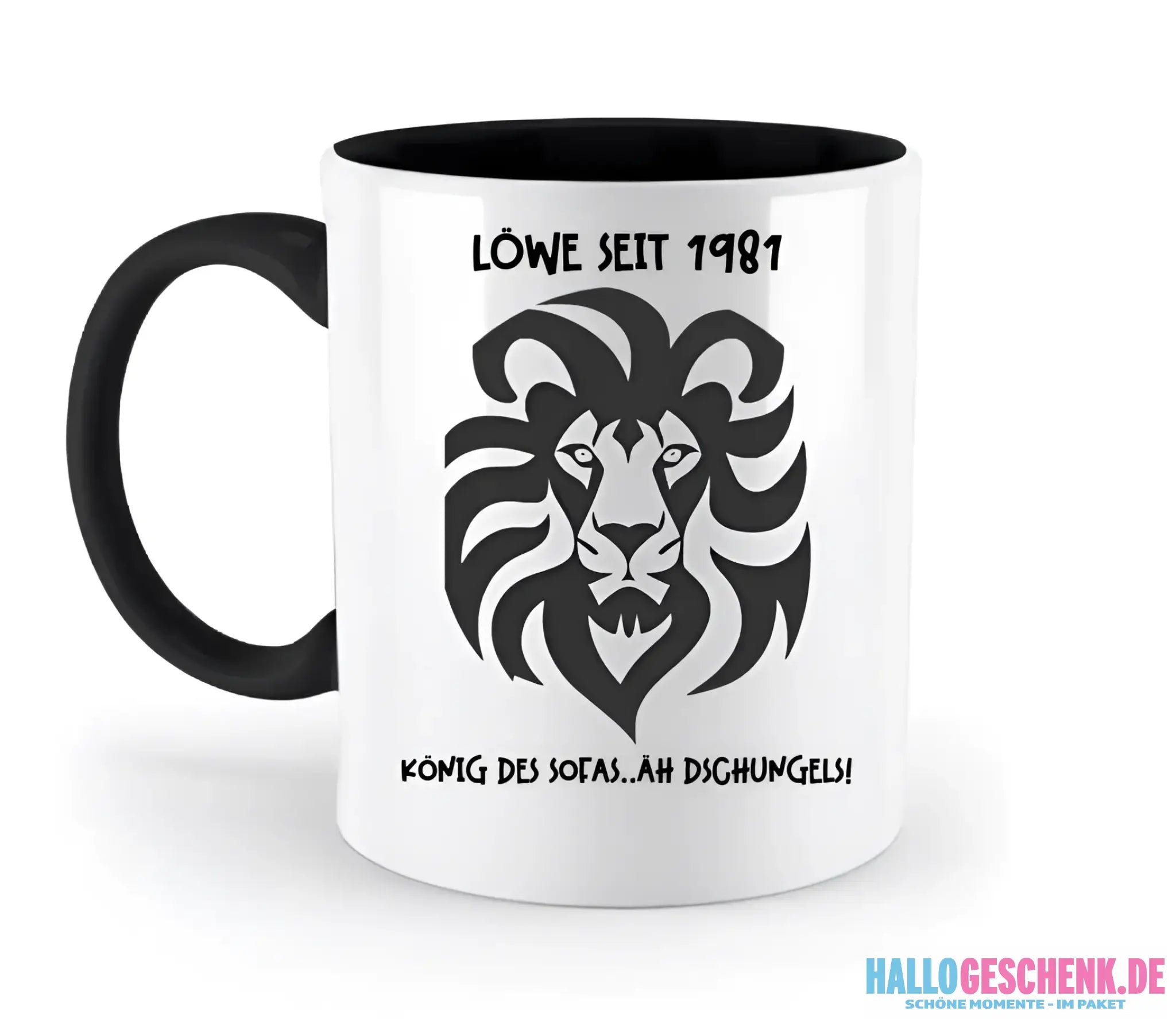Echte Sternkarte als Löwe + Text • zweifarbige Tasse • Exklusivdesign • personalisiert - zweifarbige Tasse