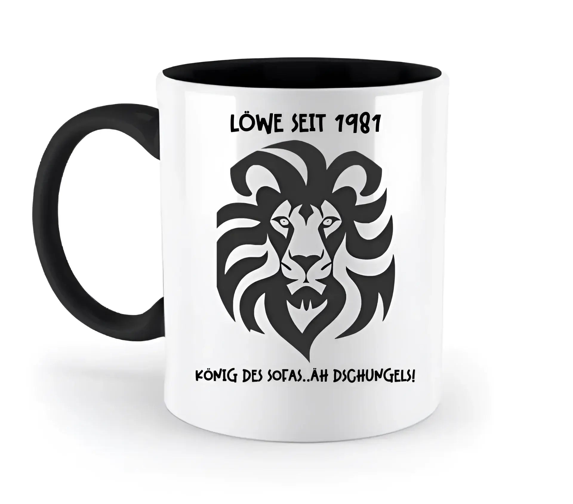 Echte Sternkarte als Löwe + Text • zweifarbige Tasse • Exklusivdesign • personalisiert - zweifarbige Tasse