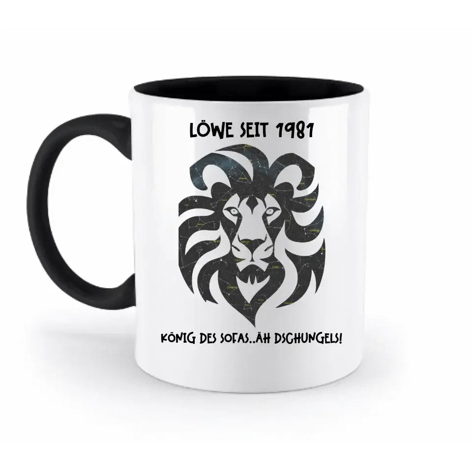 Echte Sternkarte als Löwe + Text • zweifarbige Tasse • Exklusivdesign • personalisiert