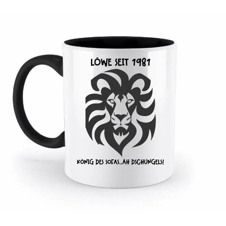 Echte Sternkarte als Löwe + Text • zweifarbige Tasse • Exklusivdesign • personalisiert