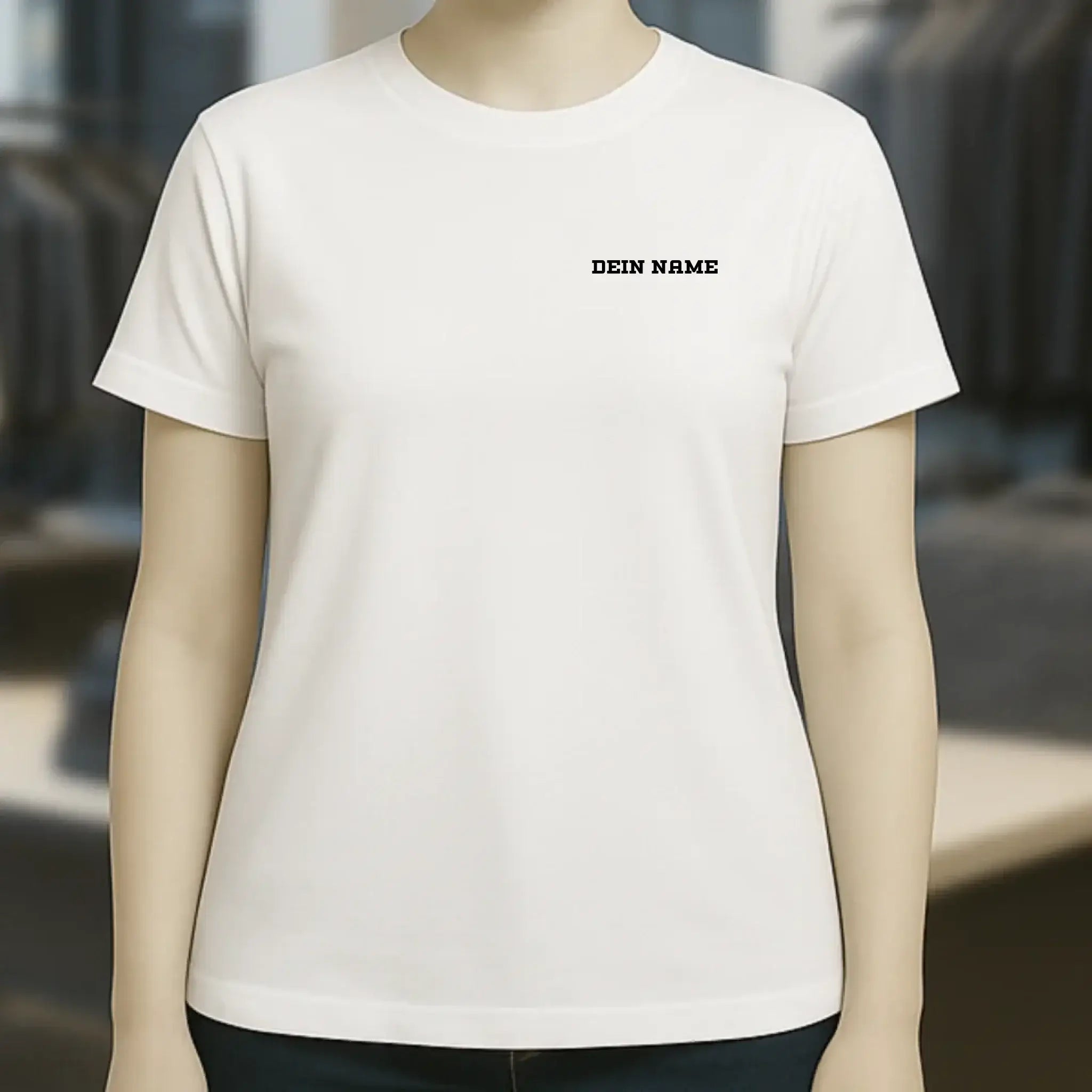 Einfacher Name • Ladies Premium T-Shirt XS-2XL aus Bio-Baumwolle für Damen • Exklusivdesign • personalisiert • Brustdruck