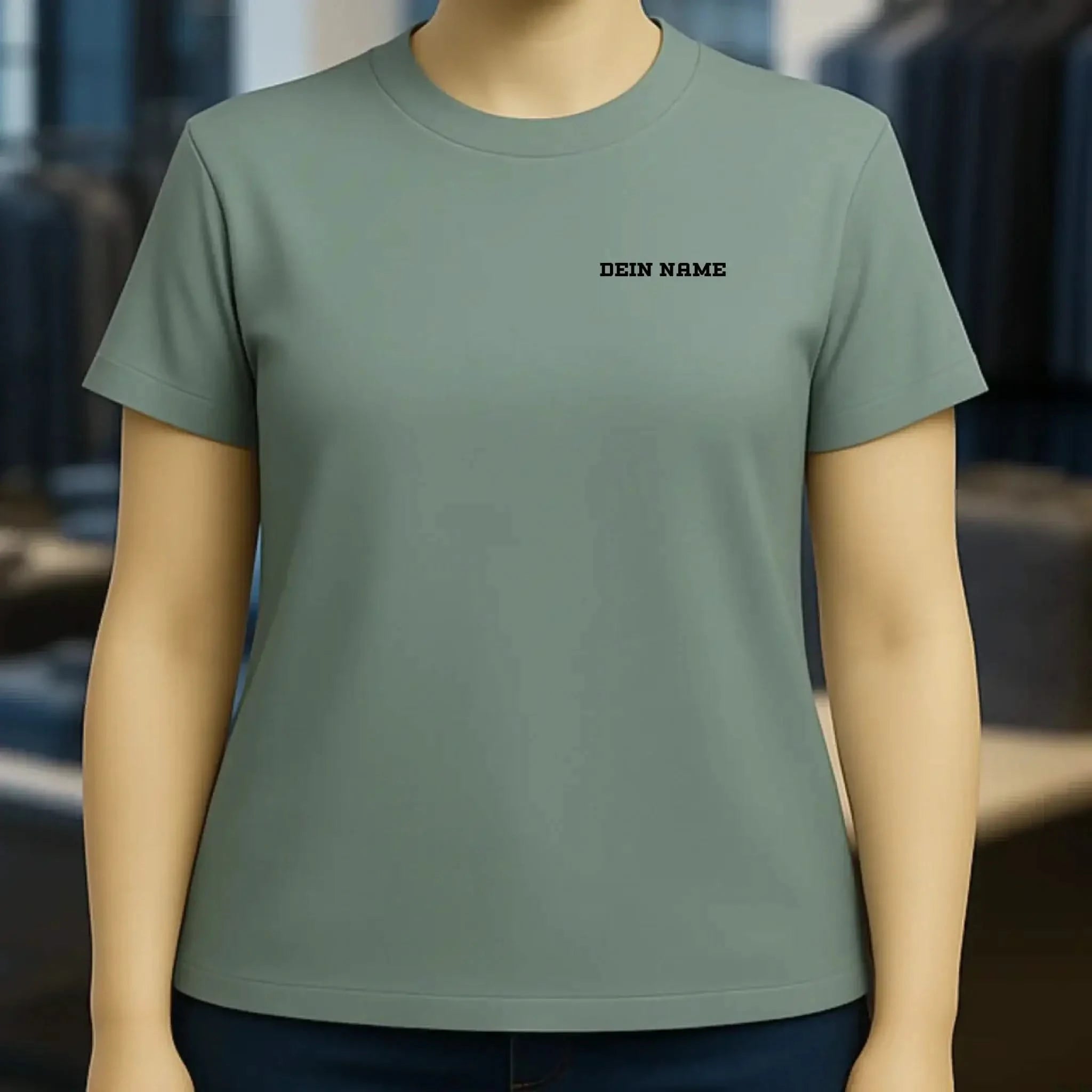 Einfacher Name • Ladies Premium T-Shirt XS-2XL aus Bio-Baumwolle für Damen • Exklusivdesign • personalisiert • Brustdruck