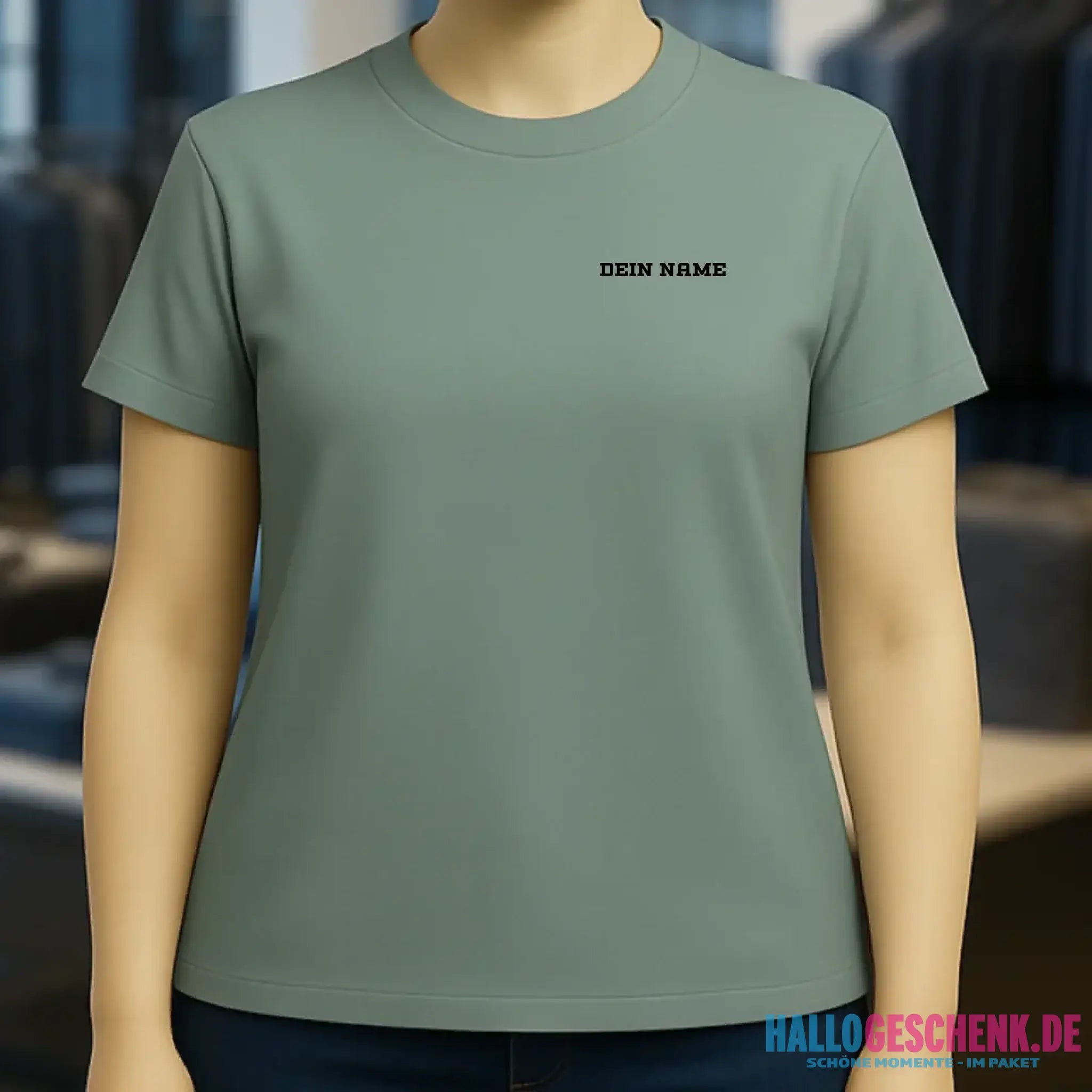 Einfacher Name • Ladies Premium T-Shirt XS-2XL aus Bio-Baumwolle für Damen • Exklusivdesign • personalisiert • Brustdruck