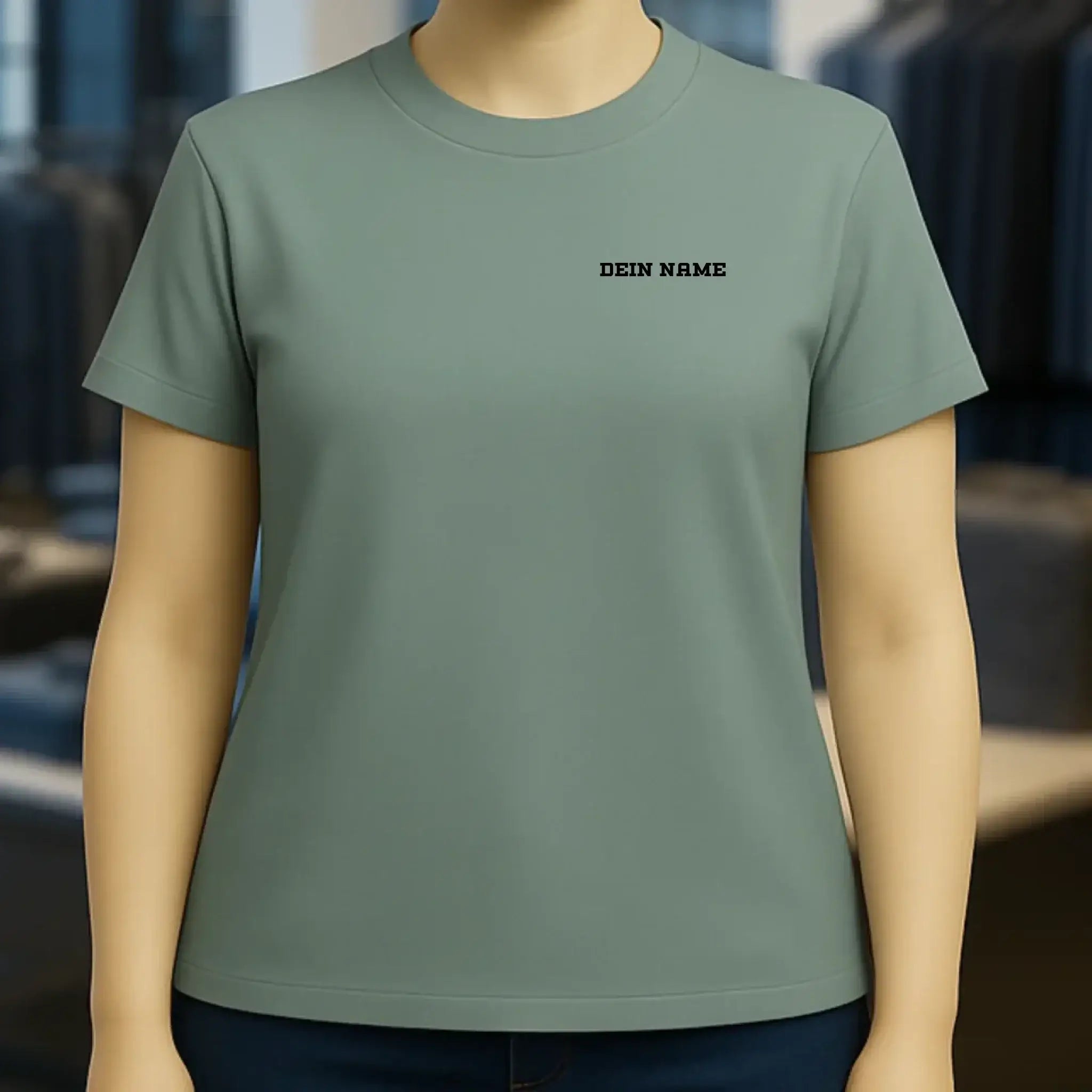 Einfacher Name • Ladies Premium T-Shirt XS-2XL aus Bio-Baumwolle für Damen • Exklusivdesign • personalisiert • Brustdruck