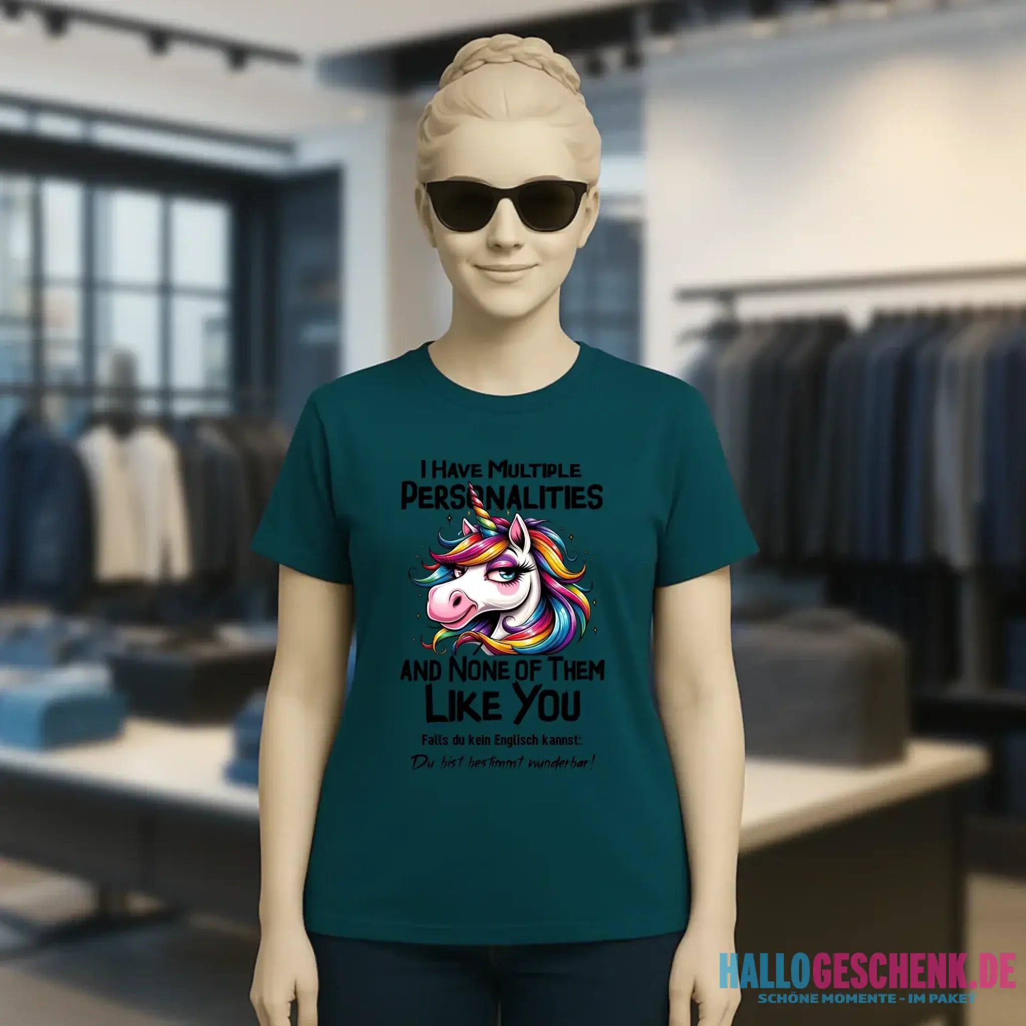 Einhorn - Multiple Persönlichkeit • Ladies Premium T-Shirt XS-2XL aus Bio-Baumwolle für Damen • Exklusivdesign • personalisiert