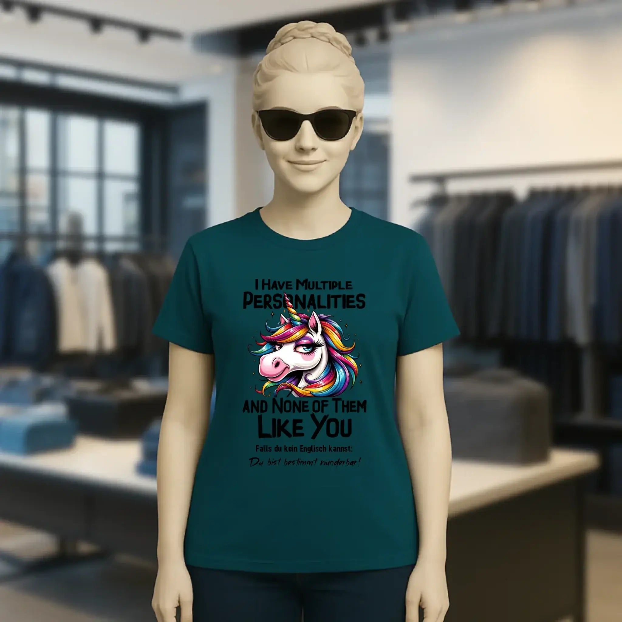 Einhorn - Multiple Persönlichkeit • Ladies Premium T-Shirt XS-2XL aus Bio-Baumwolle für Damen • Exklusivdesign • personalisiert