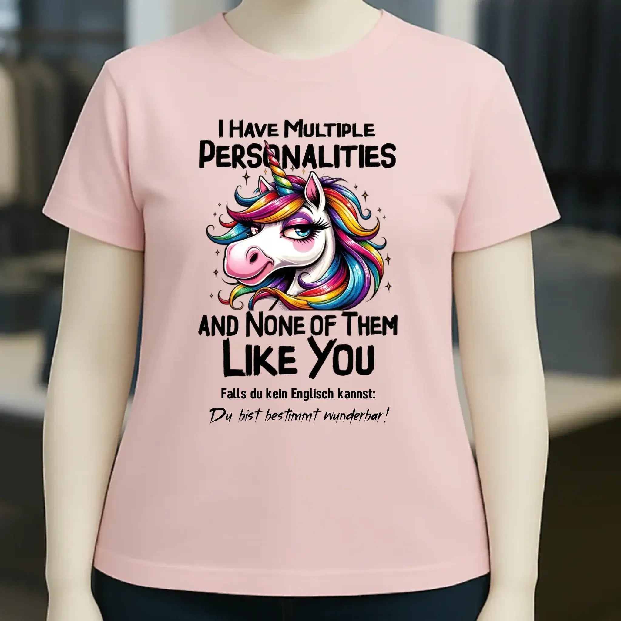 Einhorn - Multiple Persönlichkeit • Ladies Premium T-Shirt XS-2XL aus Bio-Baumwolle für Damen • Exklusivdesign • personalisiert