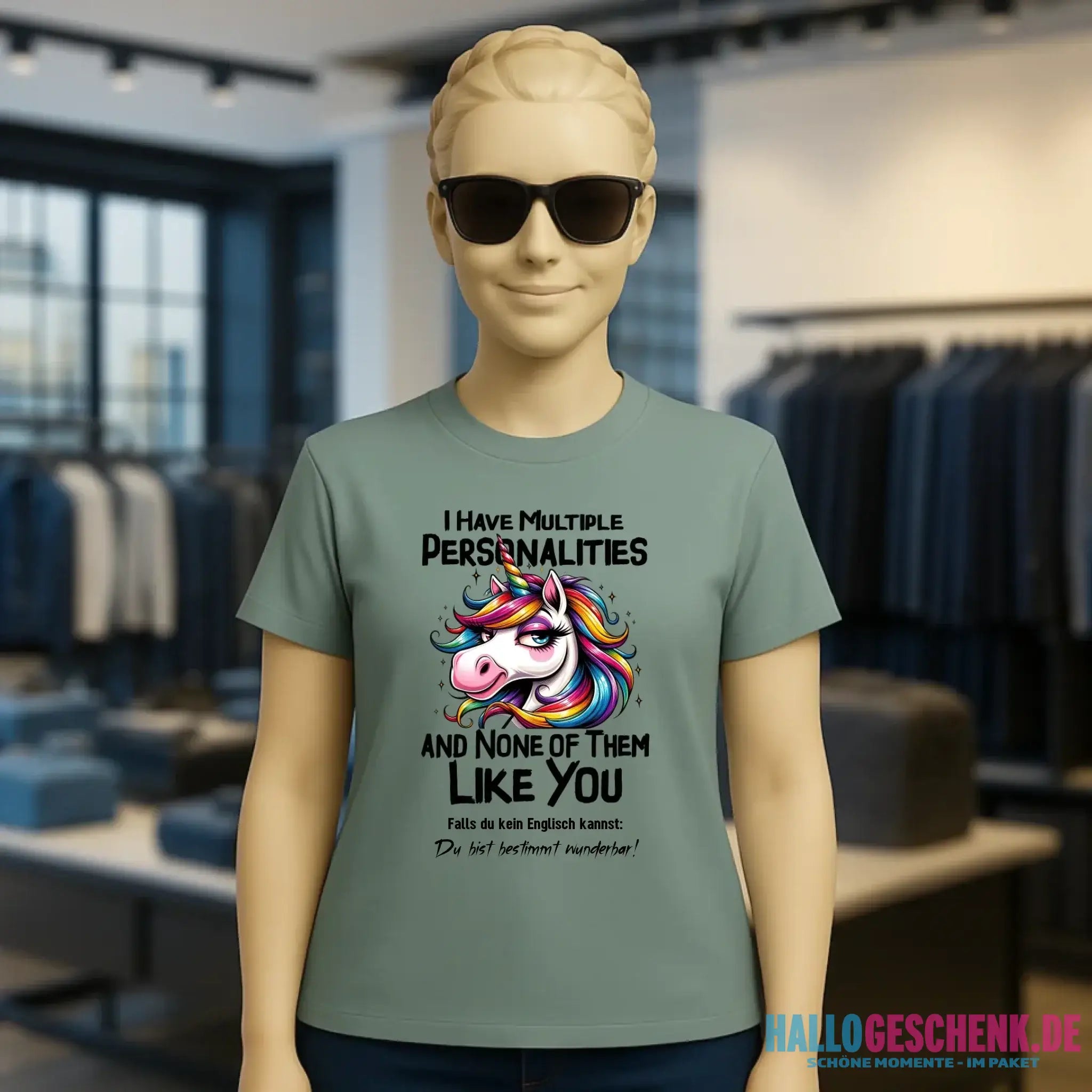 Einhorn - Multiple Persönlichkeit • Ladies Premium T-Shirt XS-2XL aus Bio-Baumwolle für Damen • Exklusivdesign • personalisiert