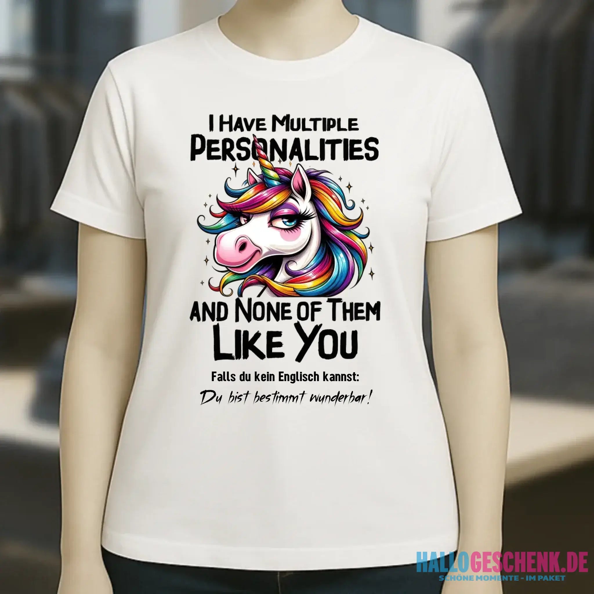 Einhorn - Multiple Persönlichkeit • Ladies Premium T-Shirt XS-2XL aus Bio-Baumwolle für Damen • Exklusivdesign • personalisiert
