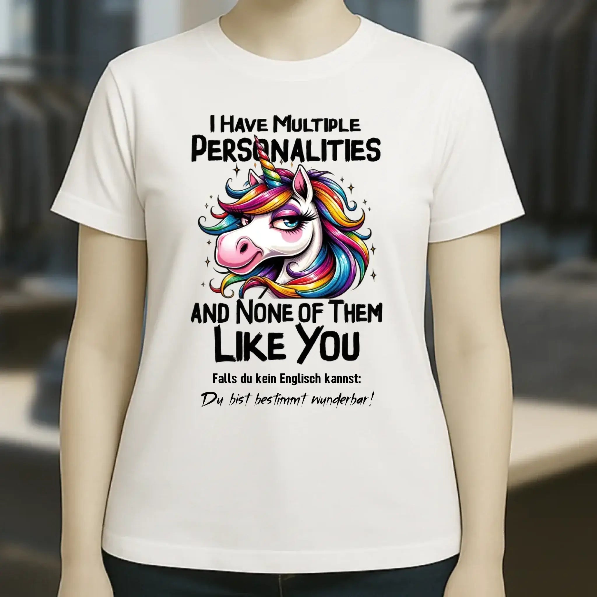 Einhorn - Multiple Persönlichkeit • Ladies Premium T-Shirt XS-2XL aus Bio-Baumwolle für Damen • Exklusivdesign • personalisiert