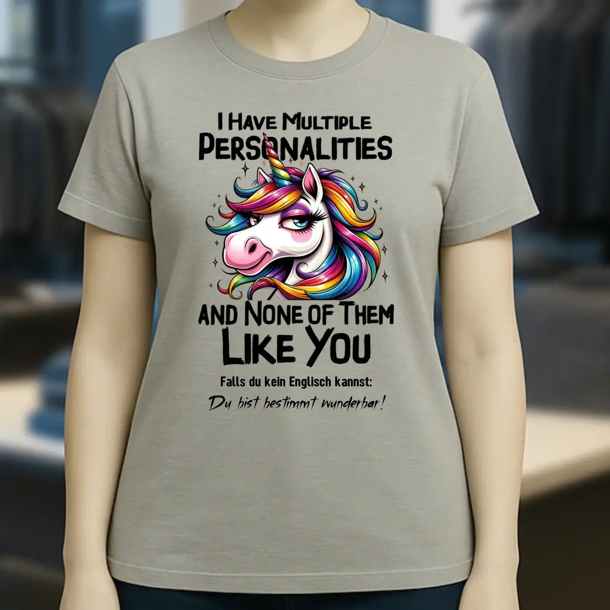 Einhorn - Multiple Persönlichkeit • Ladies Premium T-Shirt XS-2XL aus Bio-Baumwolle für Damen • Exklusivdesign • personalisiert