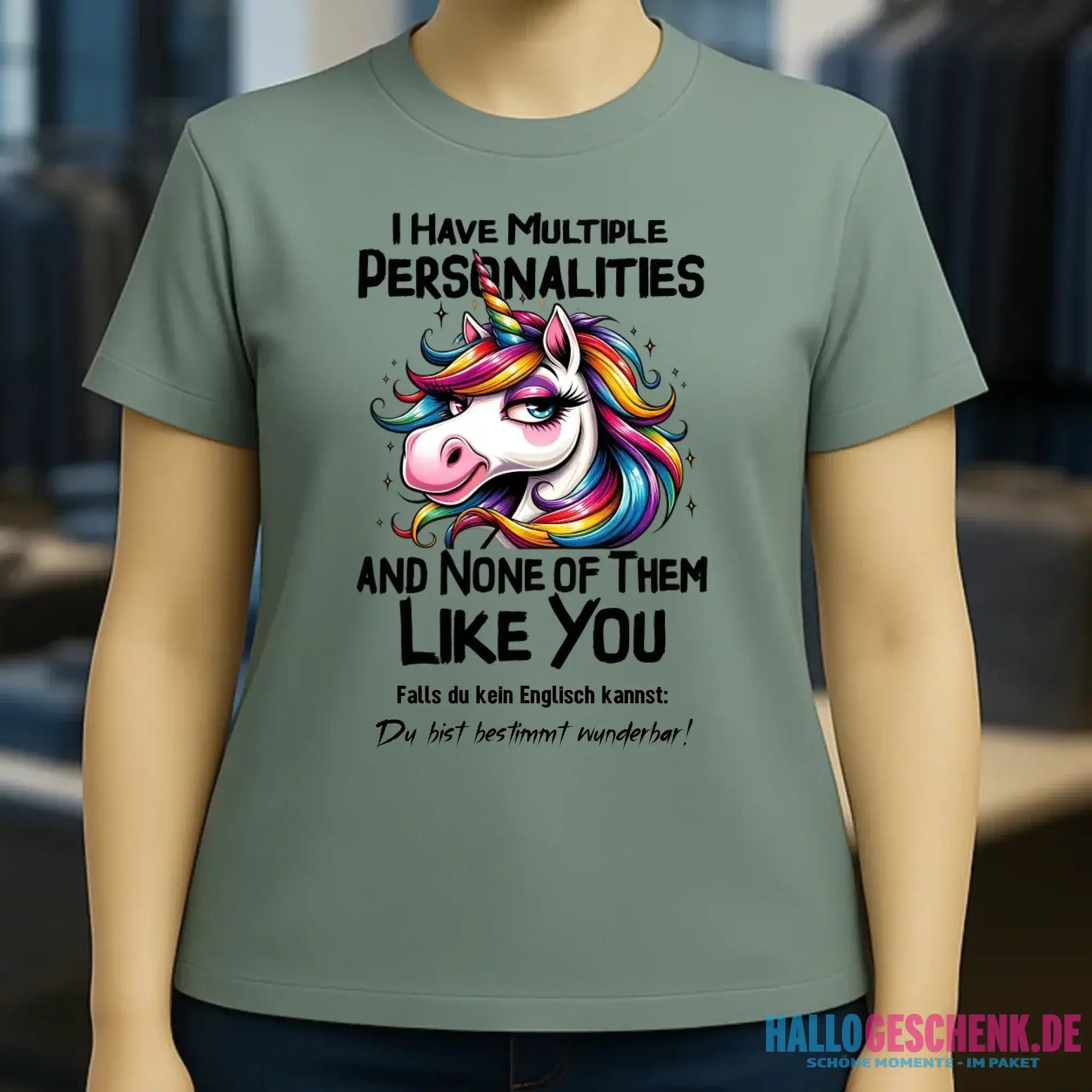 Einhorn - Multiple Persönlichkeit • Ladies Premium T-Shirt XS-2XL aus Bio-Baumwolle für Damen • Exklusivdesign • personalisiert