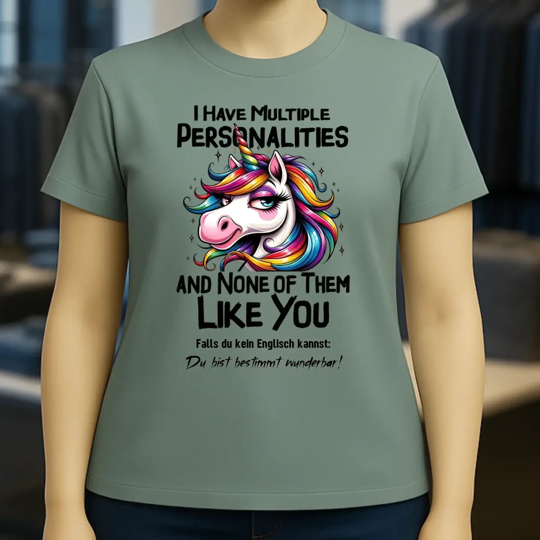 Einhorn - Multiple Persönlichkeit • Ladies Premium T-Shirt XS-2XL aus Bio-Baumwolle für Damen • Exklusivdesign • personalisiert