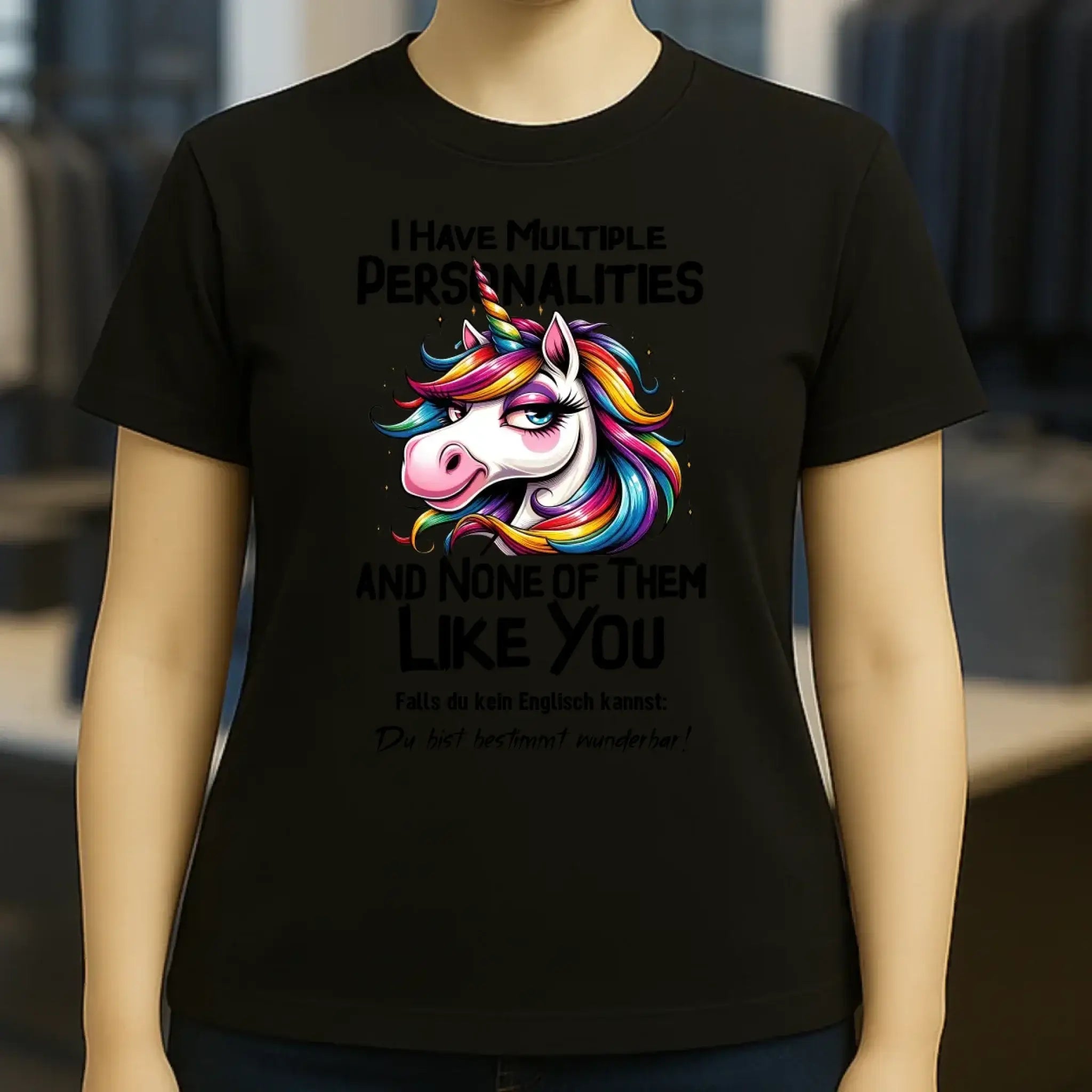 Einhorn - Multiple Persönlichkeit • Ladies Premium T-Shirt XS-2XL aus Bio-Baumwolle für Damen • Exklusivdesign • personalisiert