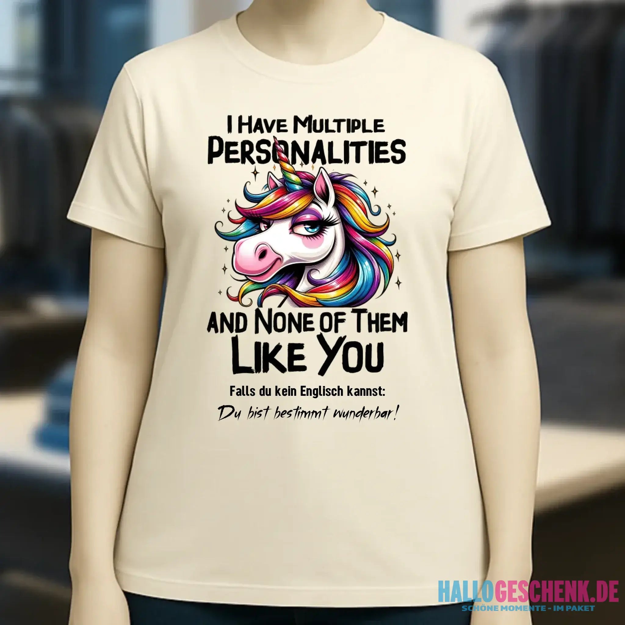 Einhorn - Multiple Persönlichkeit • Ladies Premium T-Shirt XS-2XL aus Bio-Baumwolle für Damen • Exklusivdesign • personalisiert