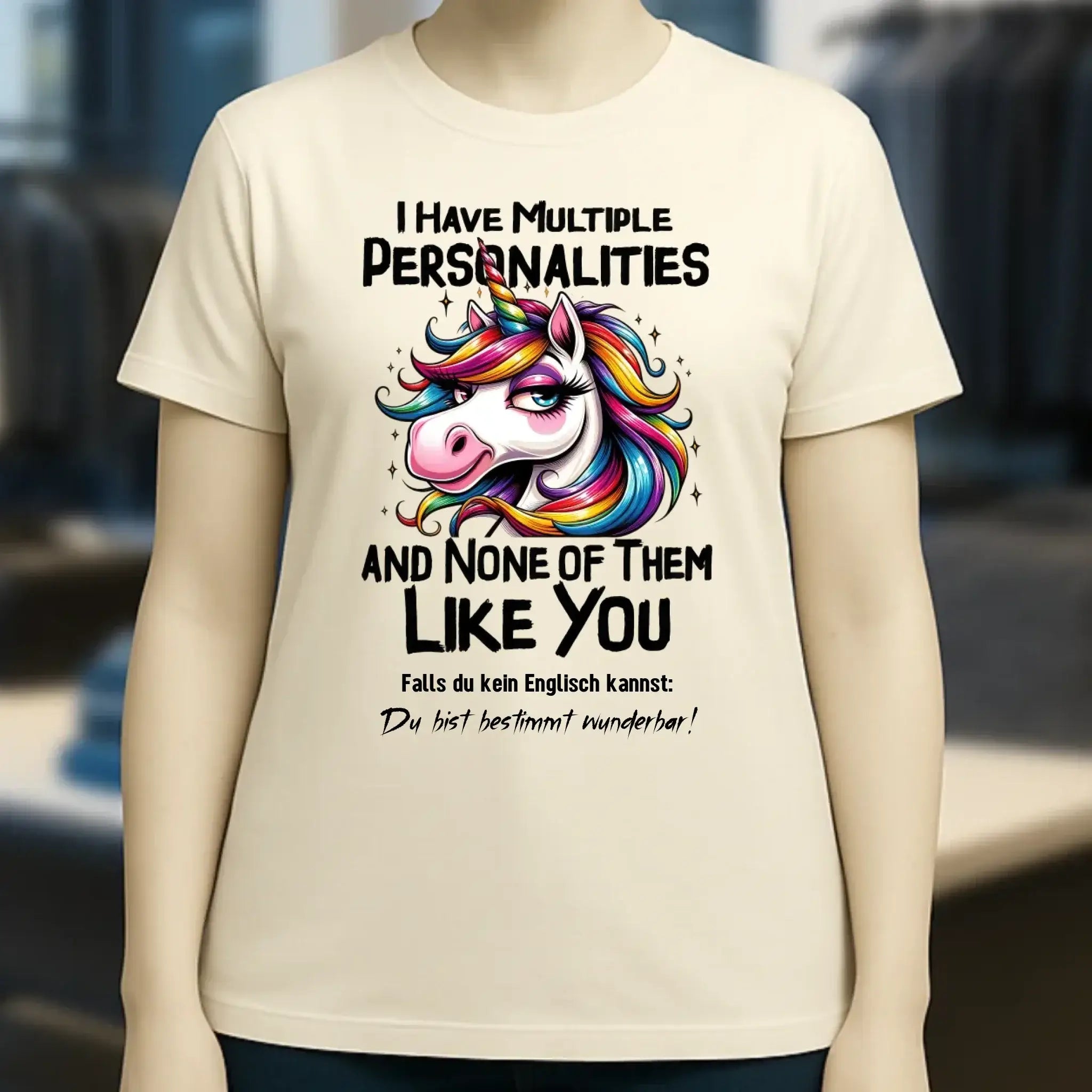 Einhorn - Multiple Persönlichkeit • Ladies Premium T-Shirt XS-2XL aus Bio-Baumwolle für Damen • Exklusivdesign • personalisiert