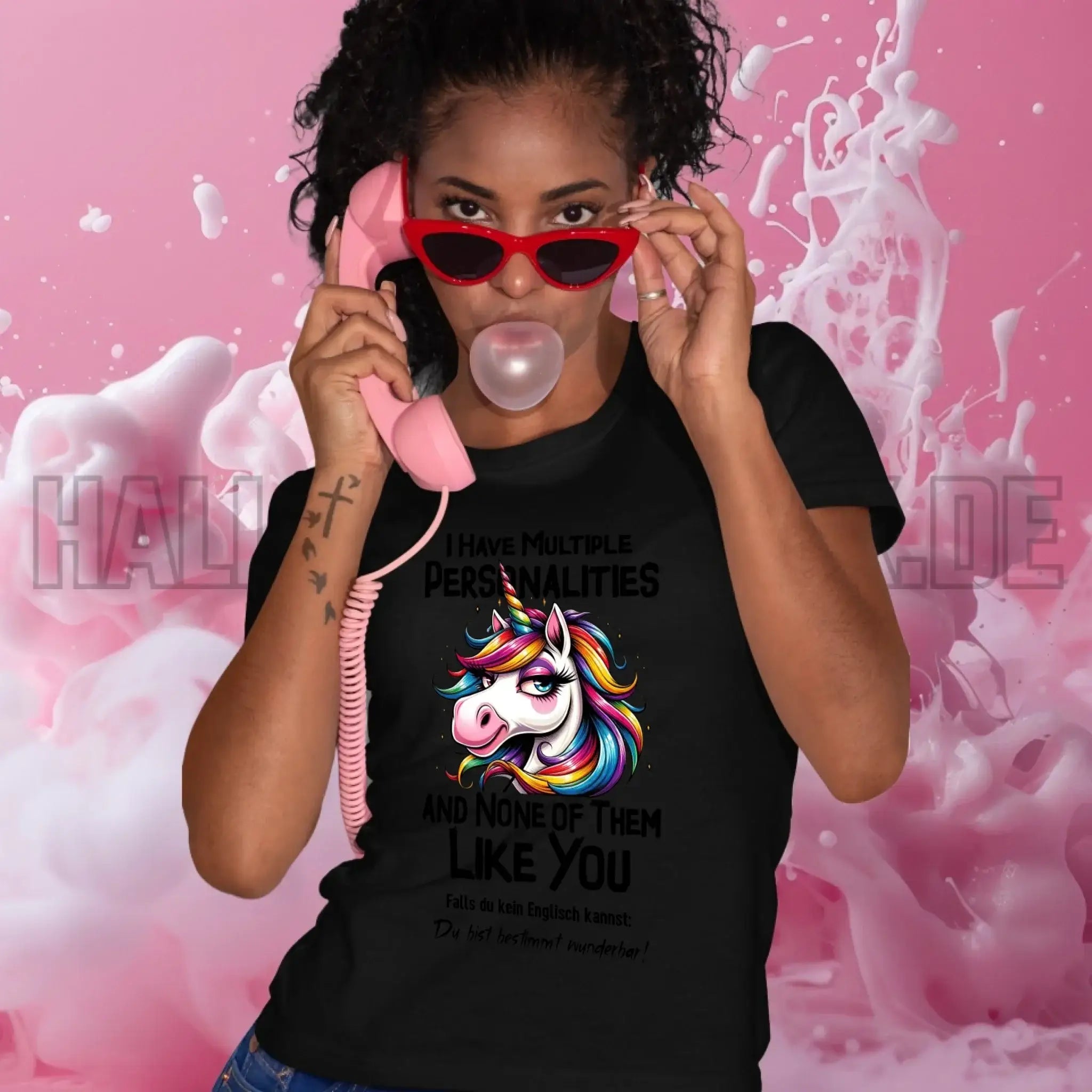 Einhorn - Multiple Persönlichkeit • Ladies Premium T-Shirt XS-2XL aus Bio-Baumwolle für Damen • Exklusivdesign • personalisiert