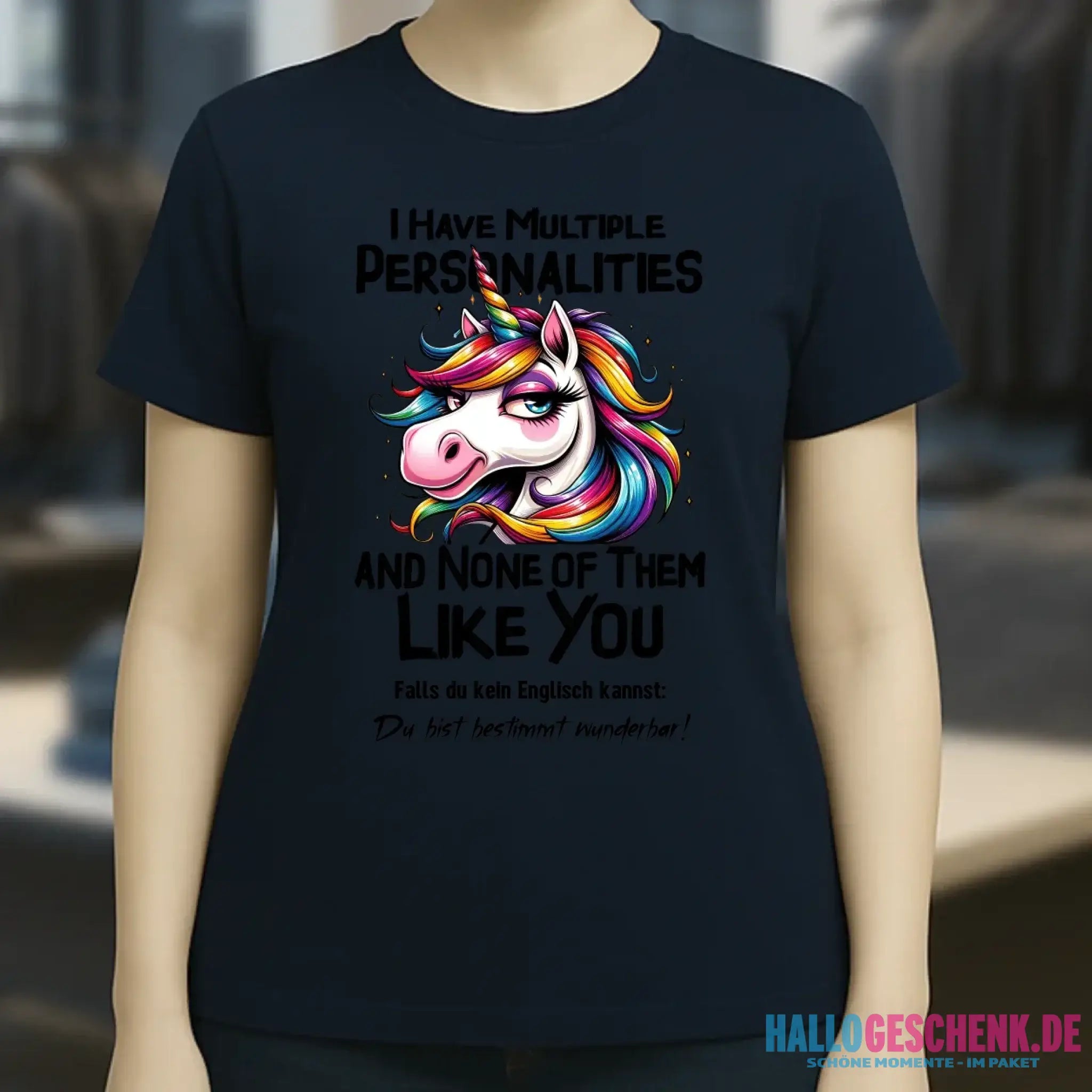Einhorn - Multiple Persönlichkeit • Ladies Premium T-Shirt XS-2XL aus Bio-Baumwolle für Damen • Exklusivdesign • personalisiert