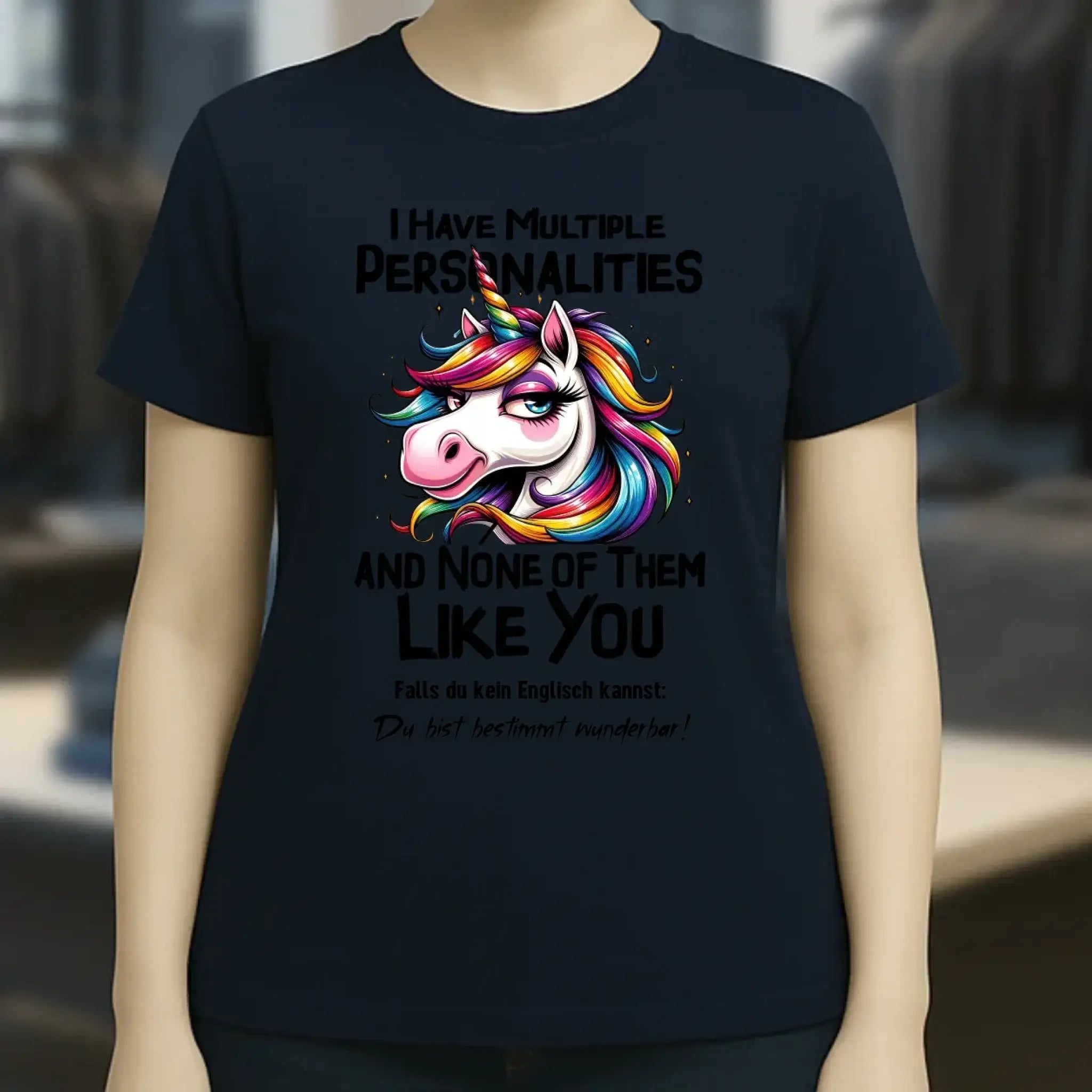 Einhorn - Multiple Persönlichkeit • Ladies Premium T-Shirt XS-2XL aus Bio-Baumwolle für Damen • Exklusivdesign • personalisiert