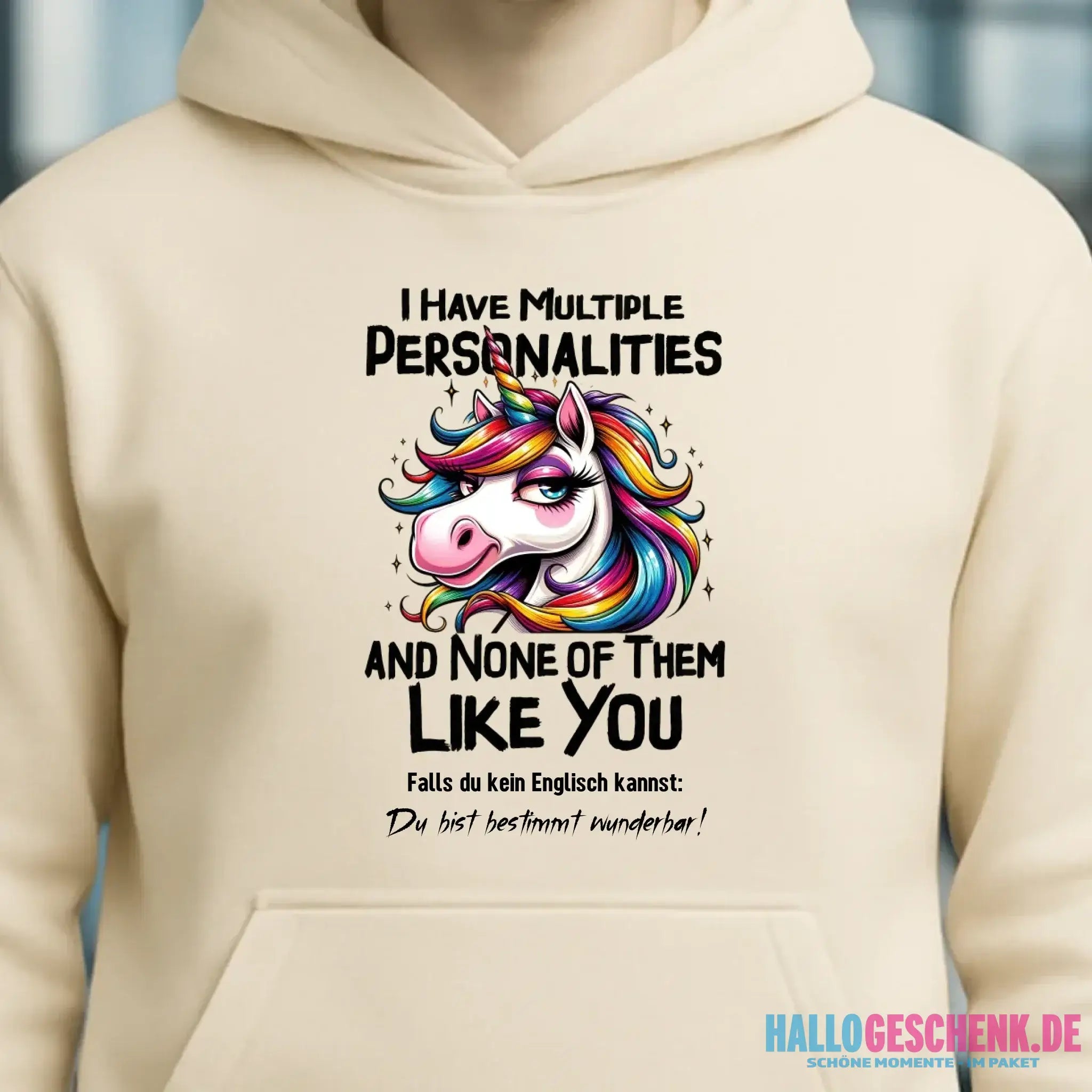 Einhorn - Multiple Persönlichkeit • Unisex Premium Hoodie XS-5XL aus Bio-Baumwolle für Damen & Herren • Exklusivdesign • personalisiert