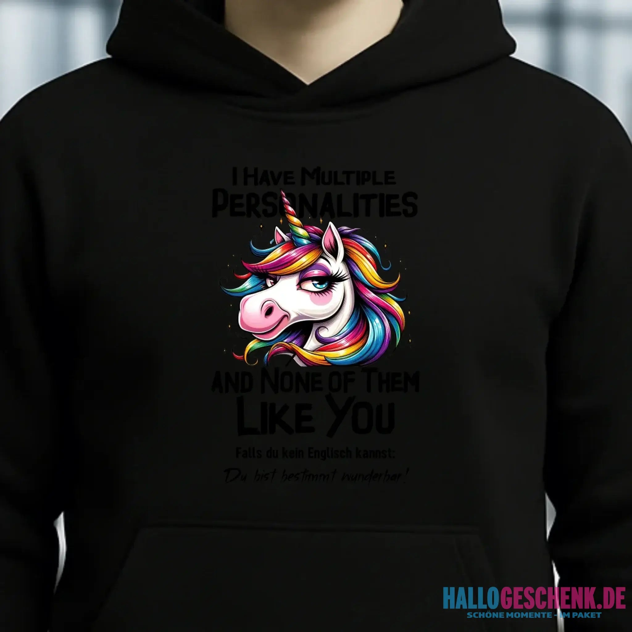 Einhorn - Multiple Persönlichkeit • Unisex Premium Hoodie XS-5XL aus Bio-Baumwolle für Damen & Herren • Exklusivdesign • personalisiert