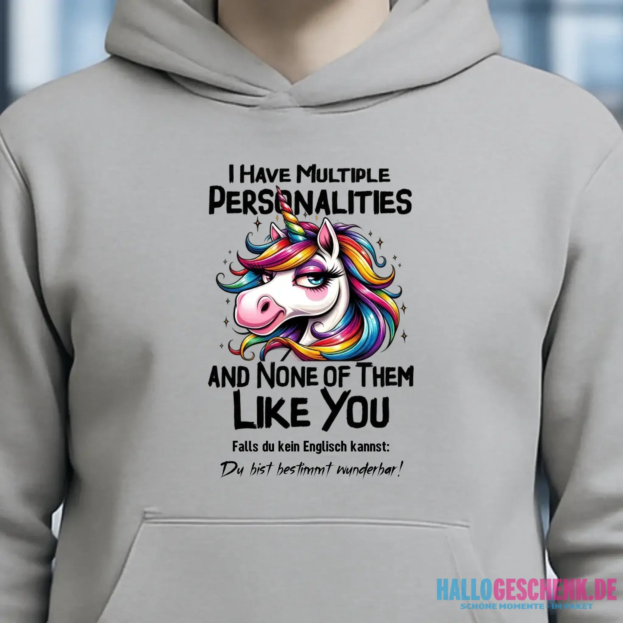 Einhorn - Multiple Persönlichkeit • Unisex Premium Hoodie XS-5XL aus Bio-Baumwolle für Damen & Herren • Exklusivdesign • personalisiert
