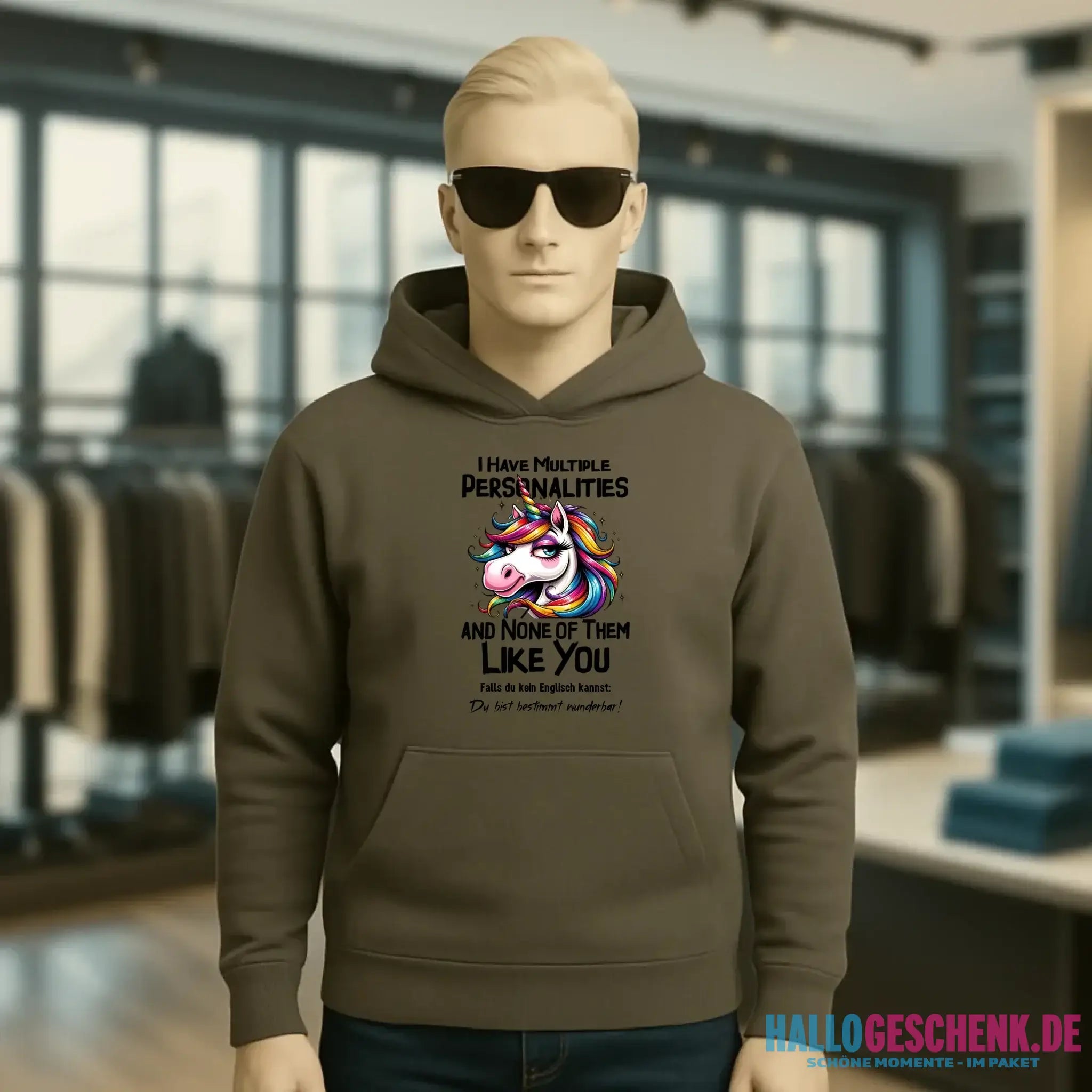 Einhorn - Multiple Persönlichkeit • Unisex Premium Hoodie XS-5XL aus Bio-Baumwolle für Damen & Herren • Exklusivdesign • personalisiert