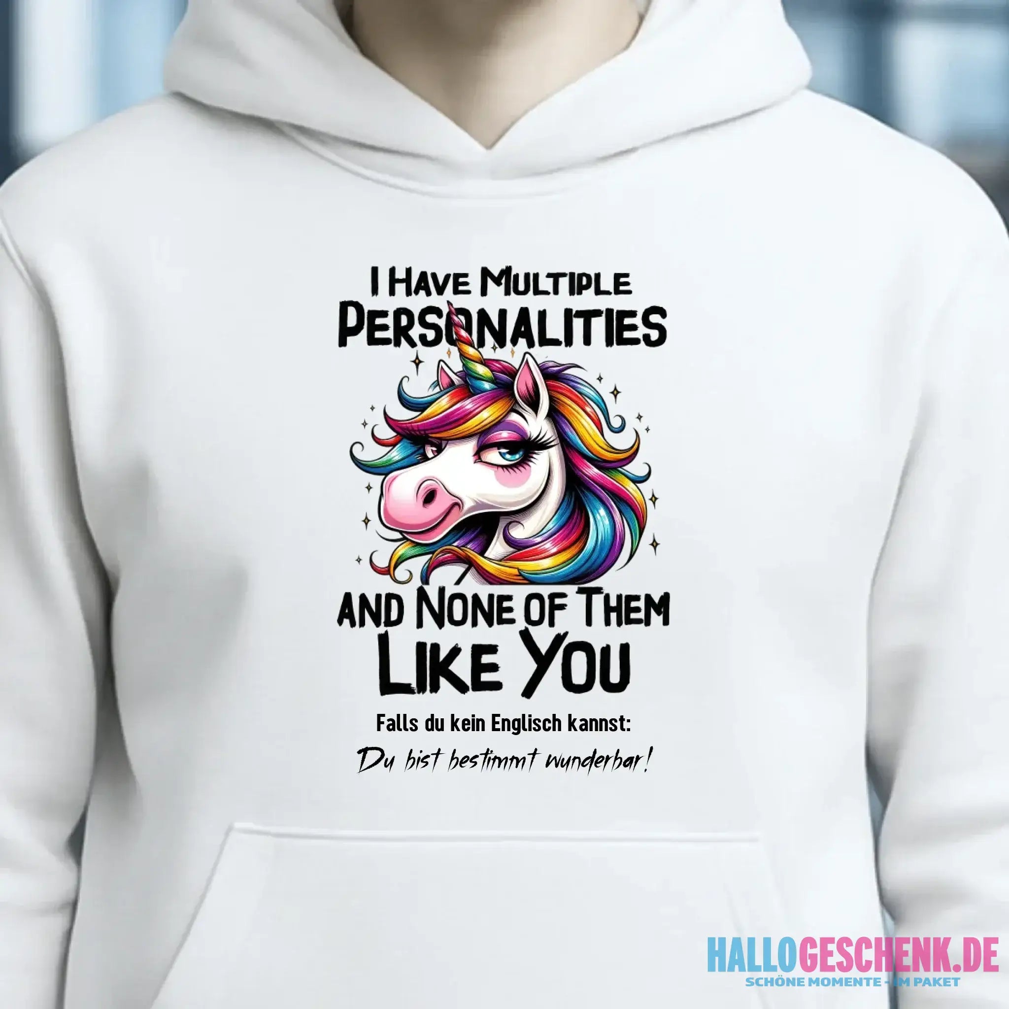 Einhorn - Multiple Persönlichkeit • Unisex Premium Hoodie XS-5XL aus Bio-Baumwolle für Damen & Herren • Exklusivdesign • personalisiert