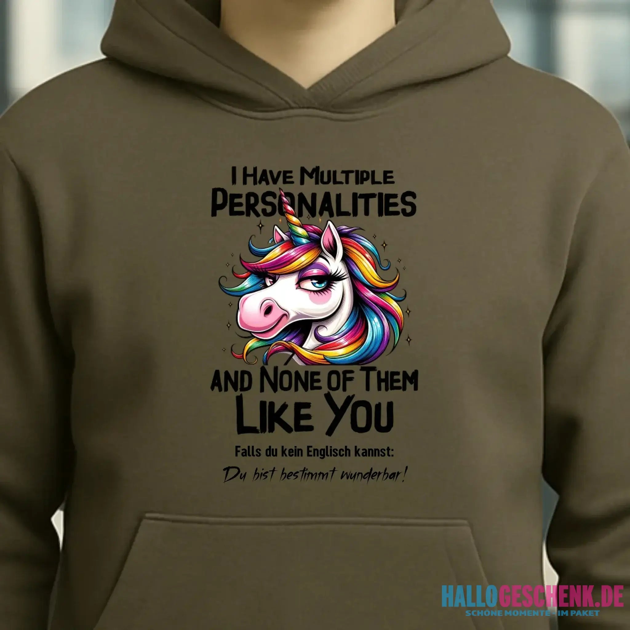 Einhorn - Multiple Persönlichkeit • Unisex Premium Hoodie XS-5XL aus Bio-Baumwolle für Damen & Herren • Exklusivdesign • personalisiert