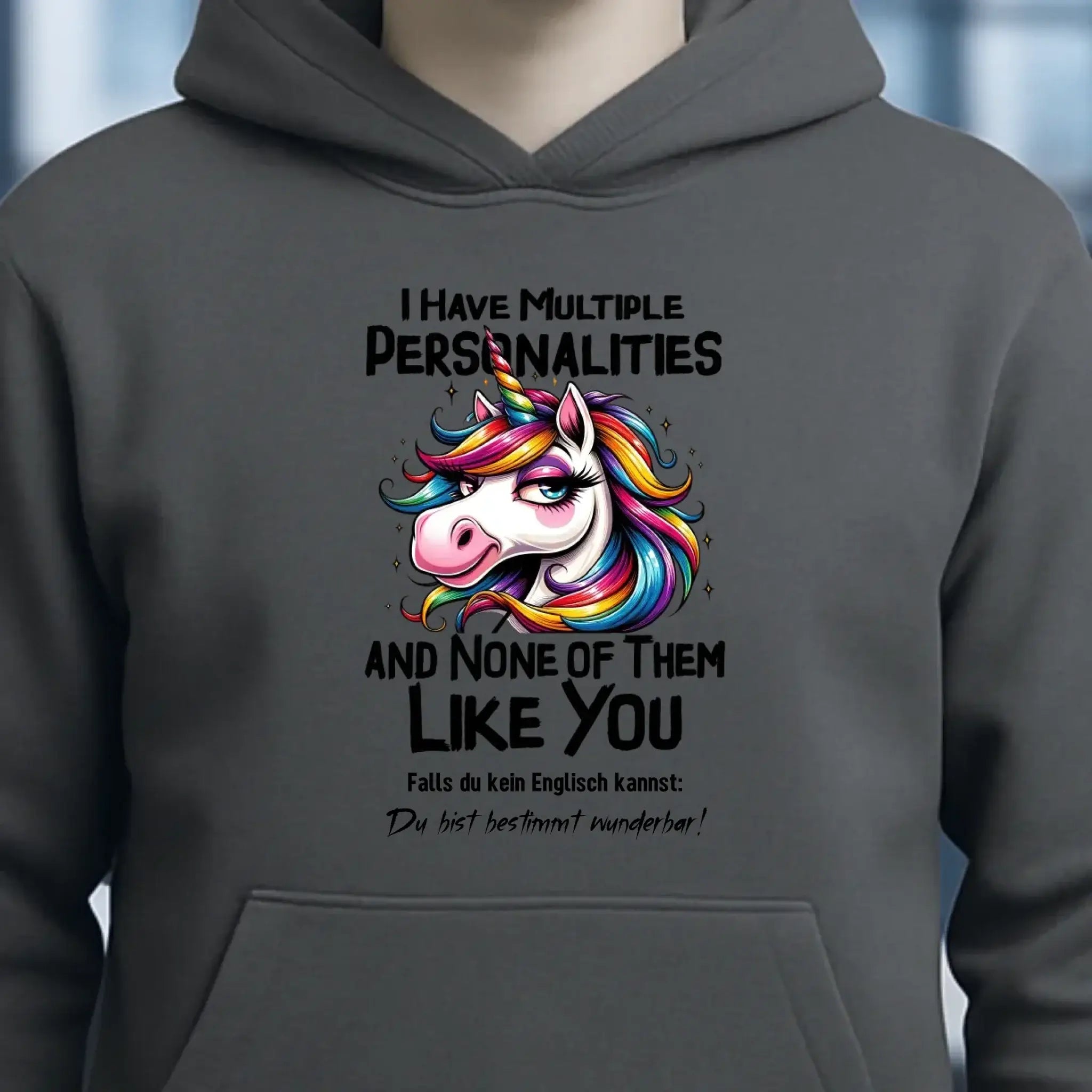Einhorn - Multiple Persönlichkeit • Unisex Premium Hoodie XS-5XL aus Bio-Baumwolle für Damen & Herren • Exklusivdesign • personalisiert