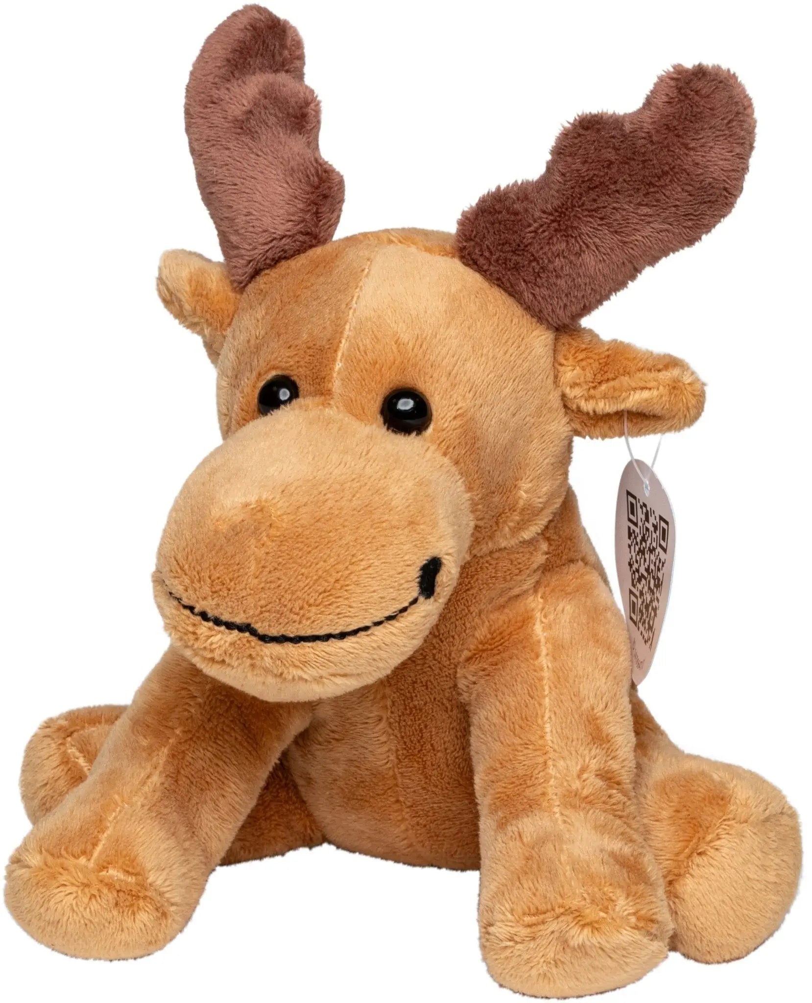 plush braun moose toy mit soft fur schwarz button eyes und stitched smile perfect für christmas