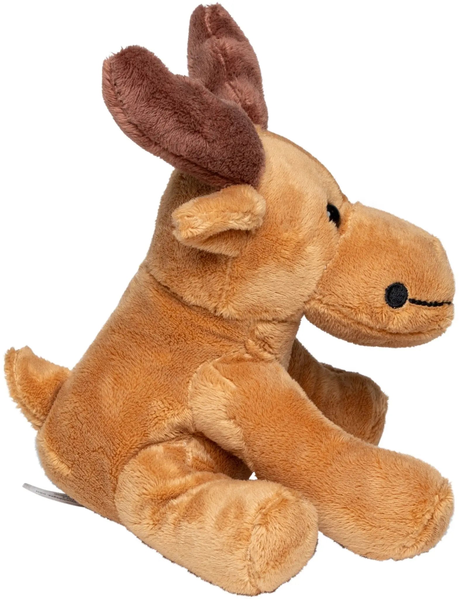 Elch emil plüschtier mit weichem beige fell und dunklen braunen geweihen perfekt für weihnachten