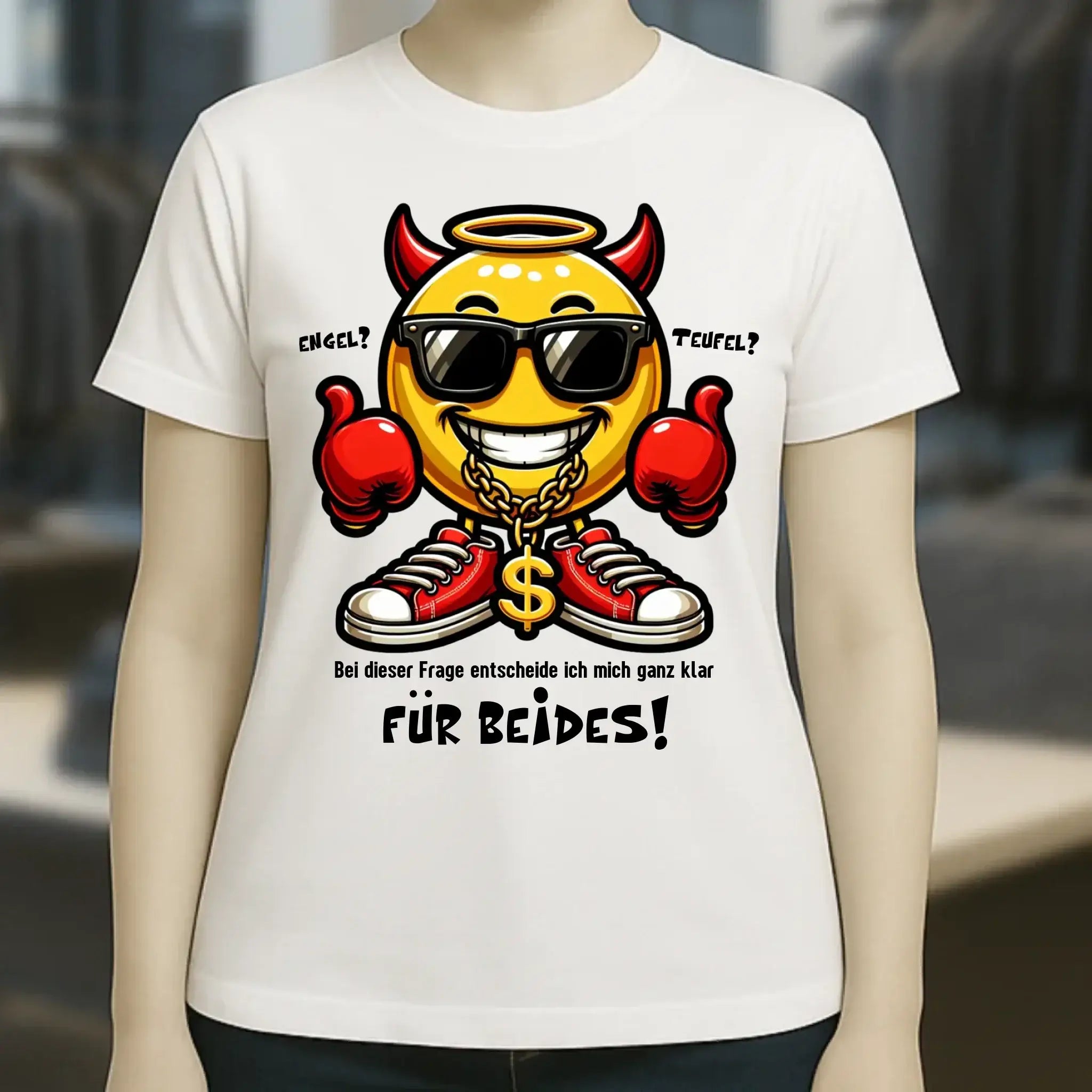 Engel? Teufel? Beides! • Ladies Premium T-Shirt XS-2XL aus Bio-Baumwolle für Damen • Exklusivdesign • personalisiert